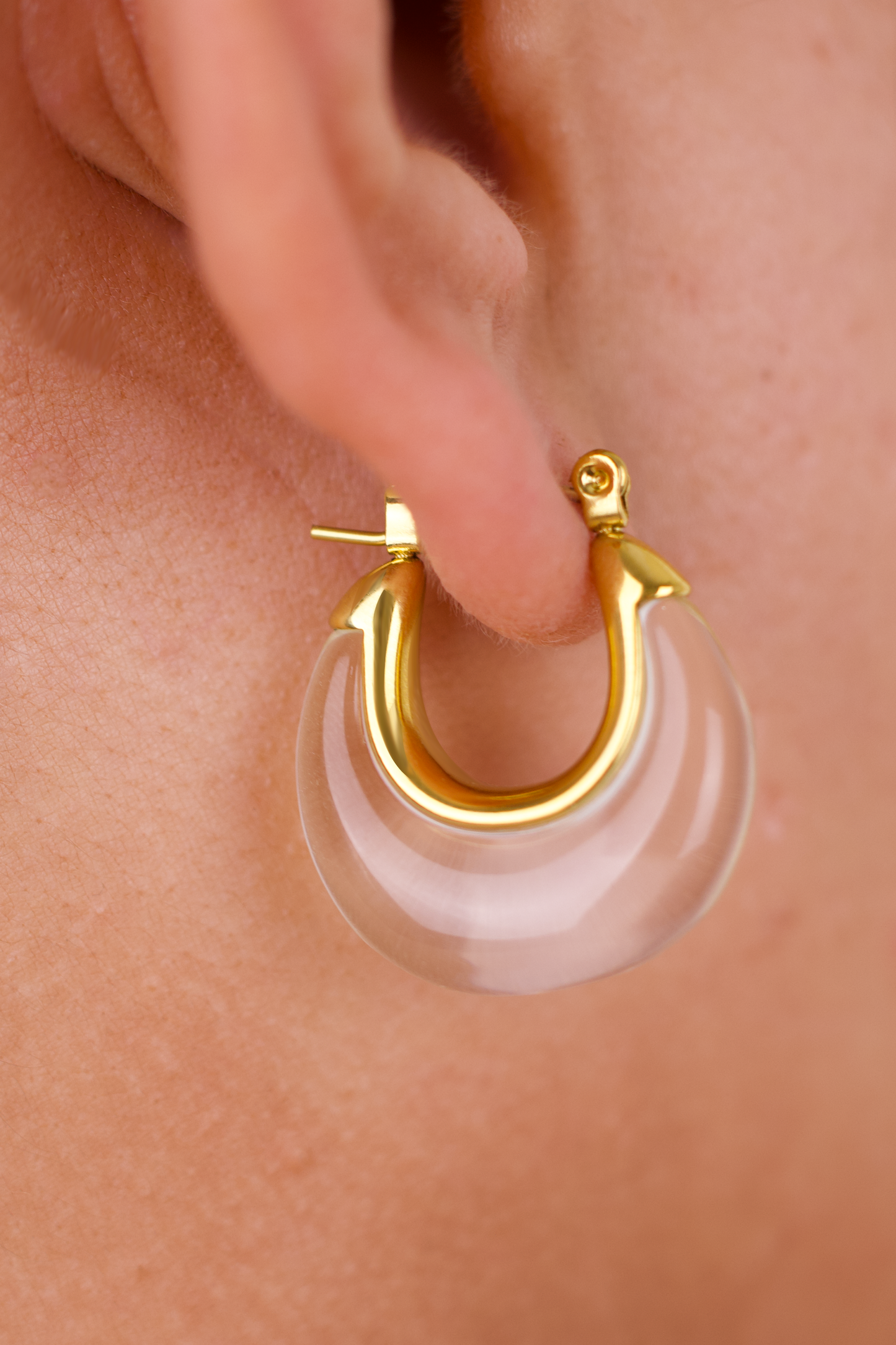Minimalist Resin Hoop Earrings – Classic Transparent & Amber Color Options, Lightweight Everyday Jewelry