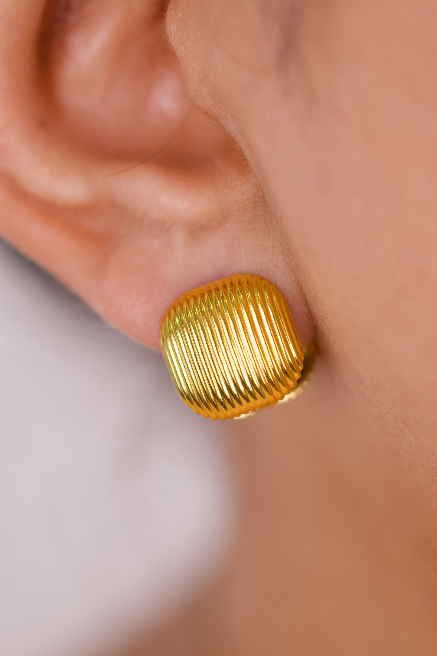 Golden Earrings, 18K Gold Plated Stainless Steel, Non-Tarnish "The Hamburger" Shape