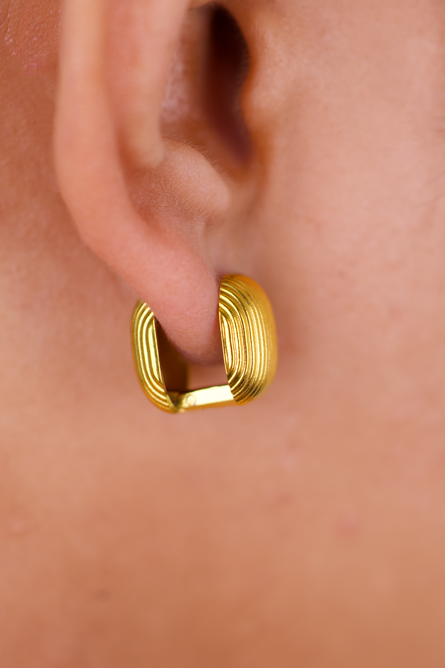 Golden Earrings, 18K Gold Plated Stainless Steel, Non-Tarnish "The Hamburger" Shape