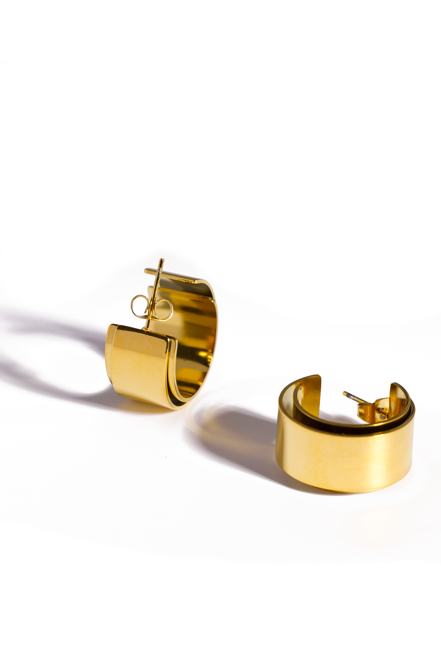 Minimalist 18K Gold Plated Stainless Steel Open Hoop Earrings for Women