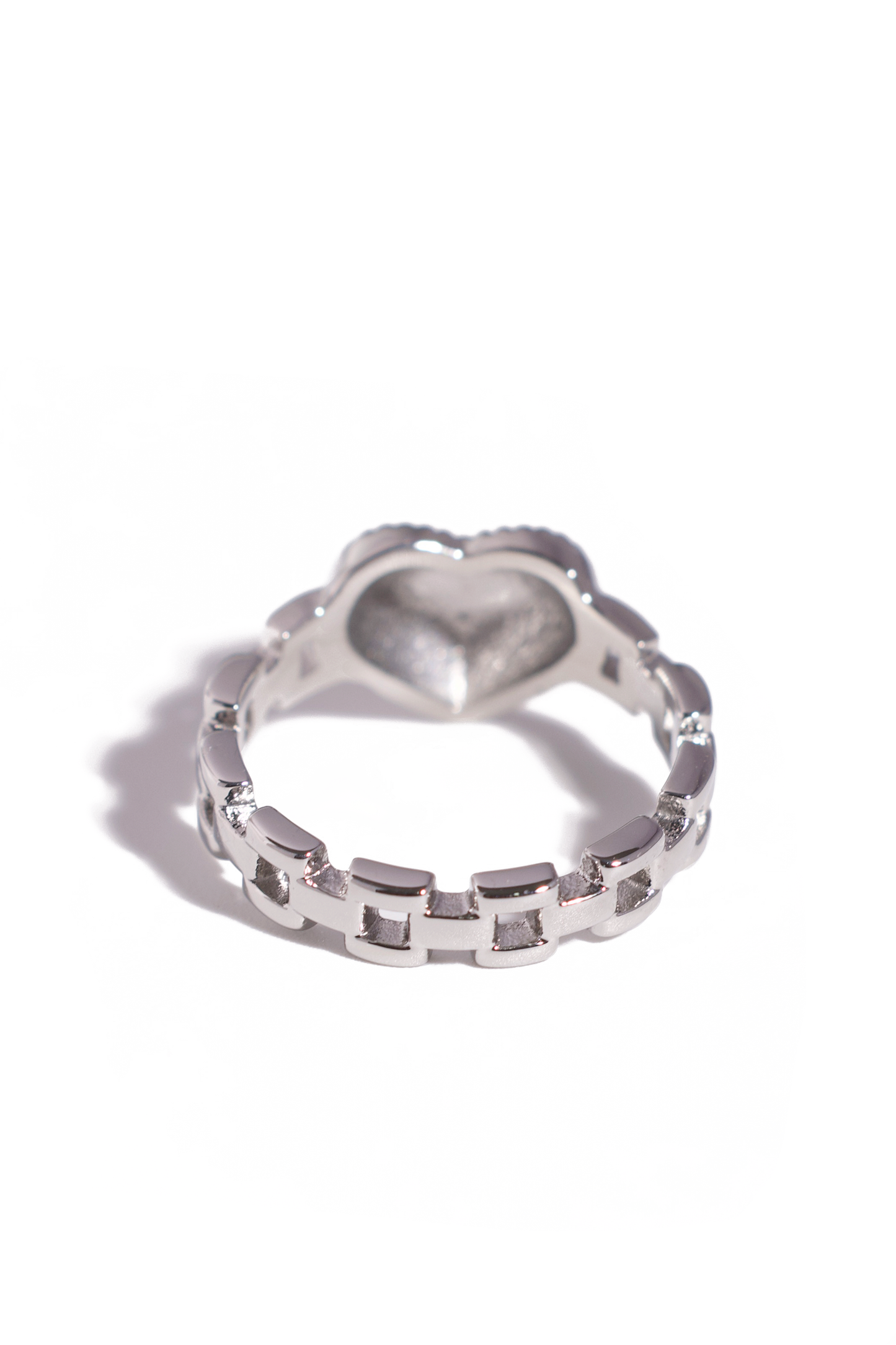 Heart Link Band Ring – 18K Gold & Silver Plated Options, Stainless Steel