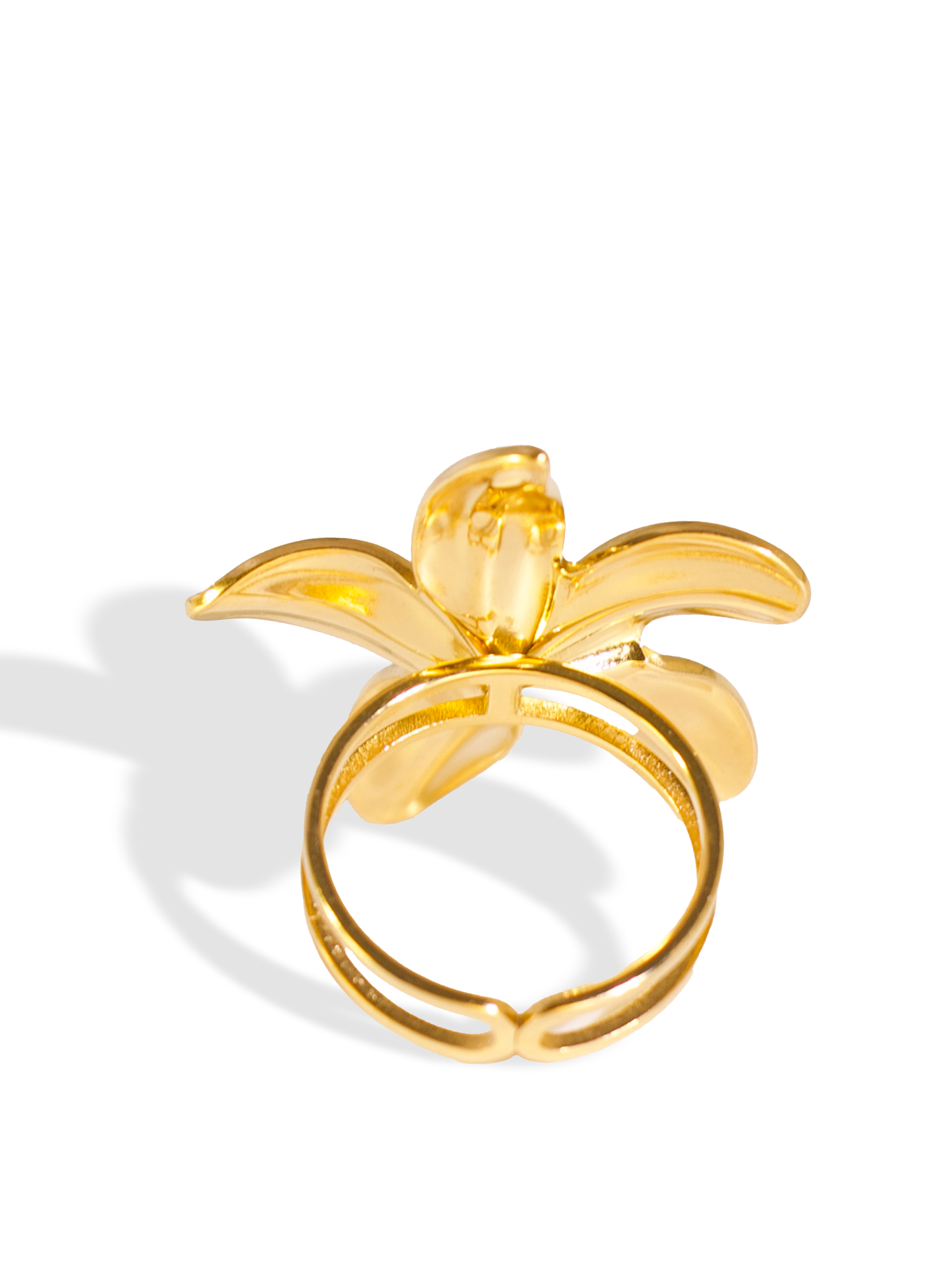 Floral Statement Ring – 18K Gold Plated & Pearl Detail
