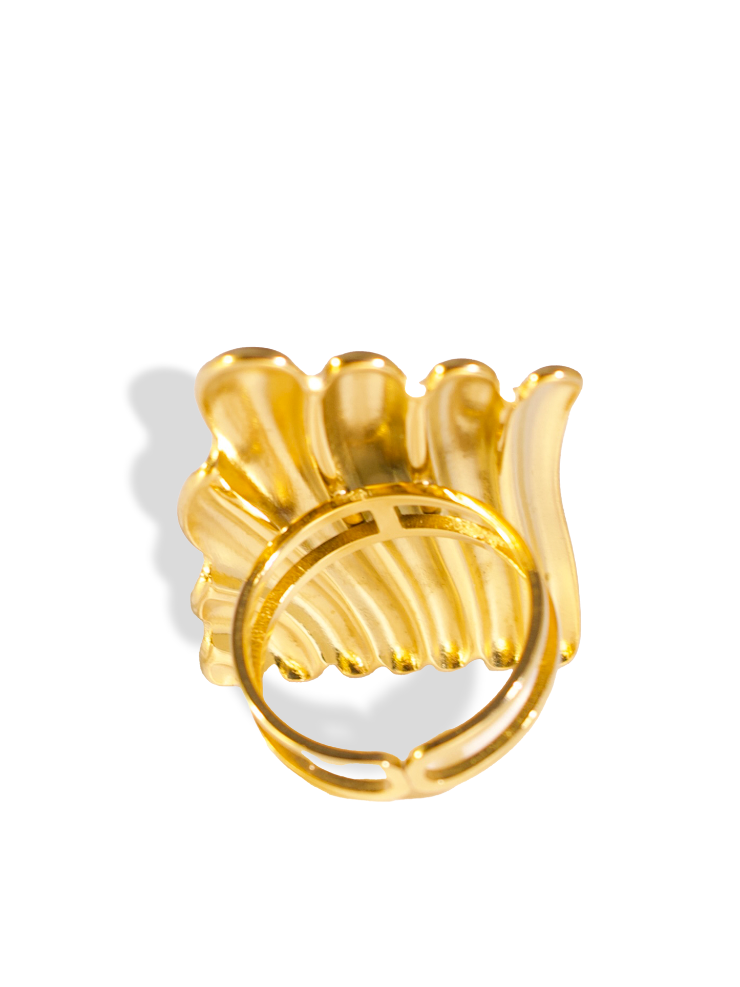 18K Gold Plated Ripple Ring – Adjustable Wide Band Design