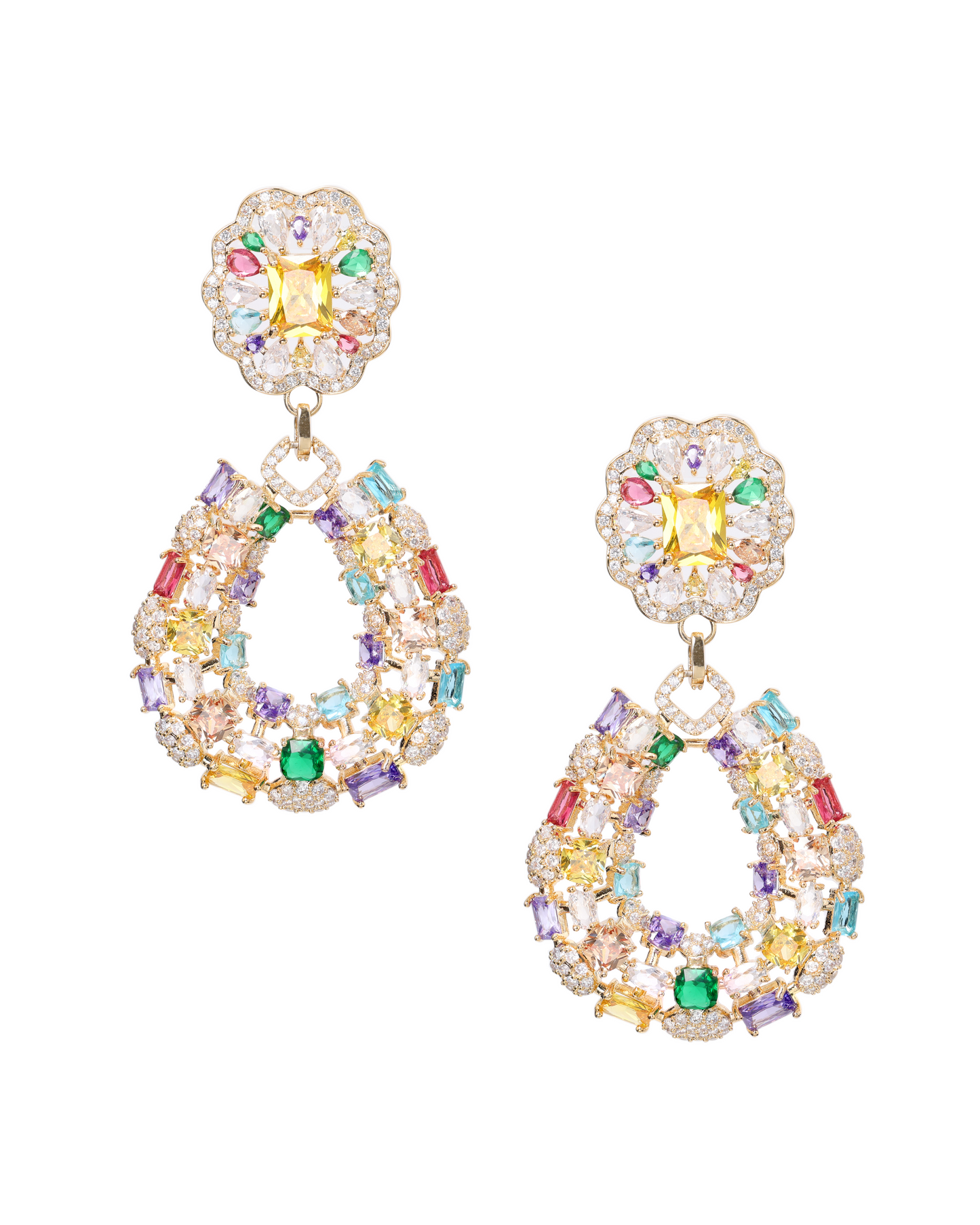 Dangle Earrings The Classic Colorful "Church Window" Design Multiple Premium Zirconia Inlaid