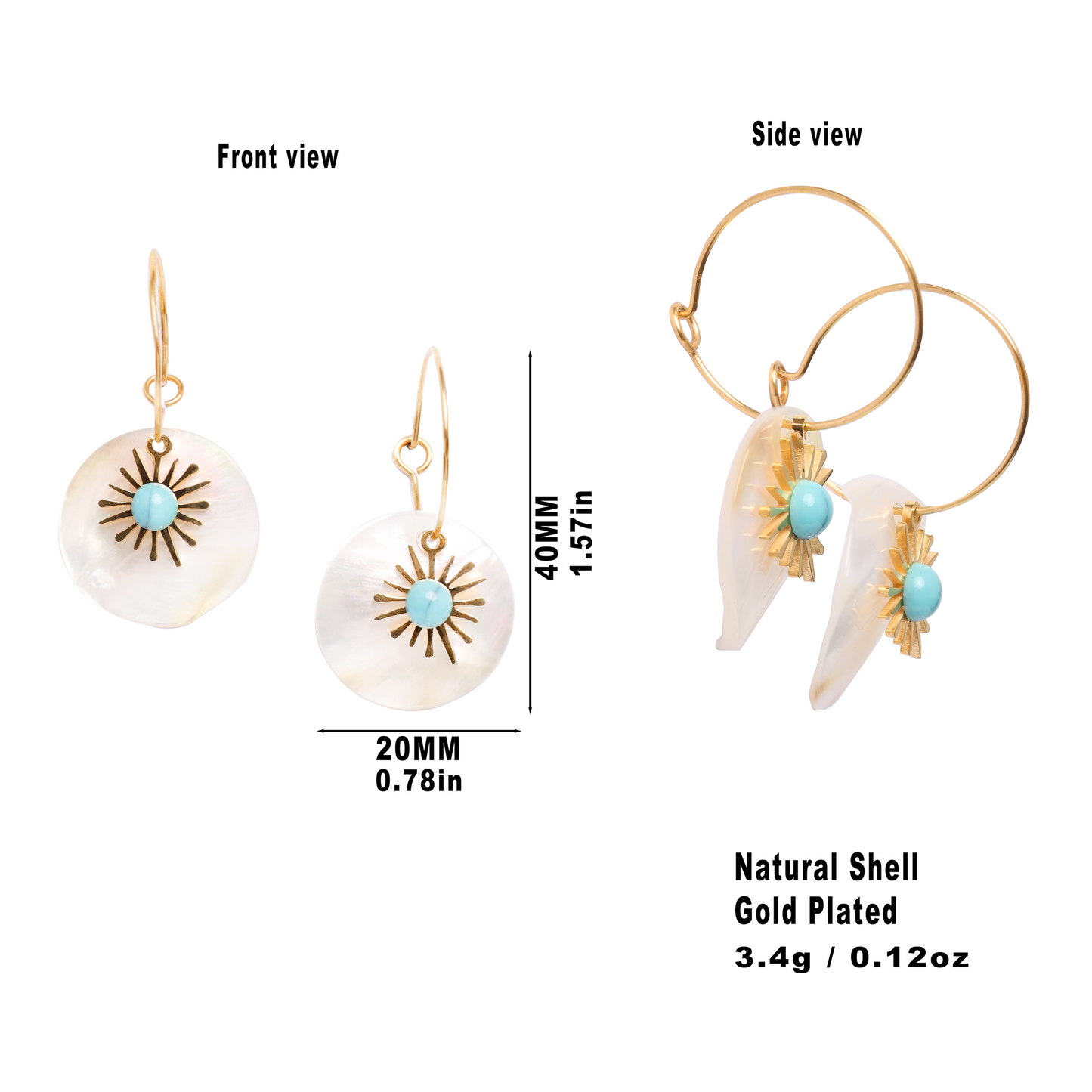 Earrings Natural Shell "Vacation on the Beach" Design