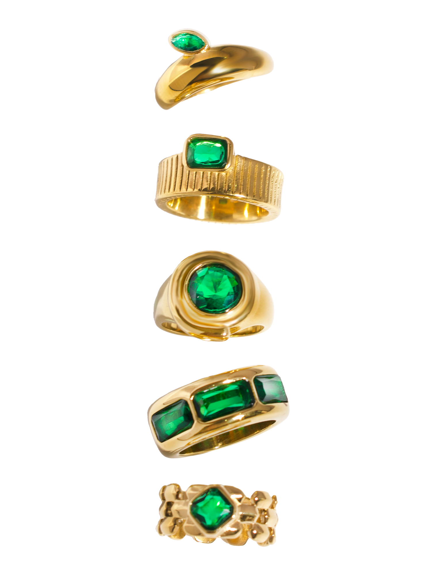 Green Tones Collection Rings