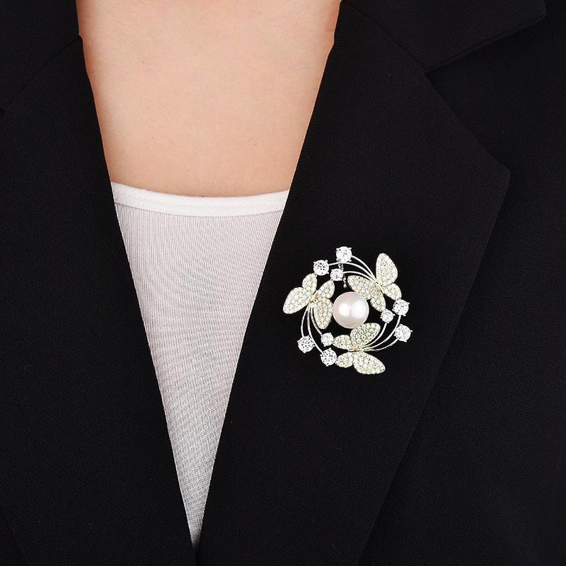 White Brooch Butterfly Design, Large Corsage for Women