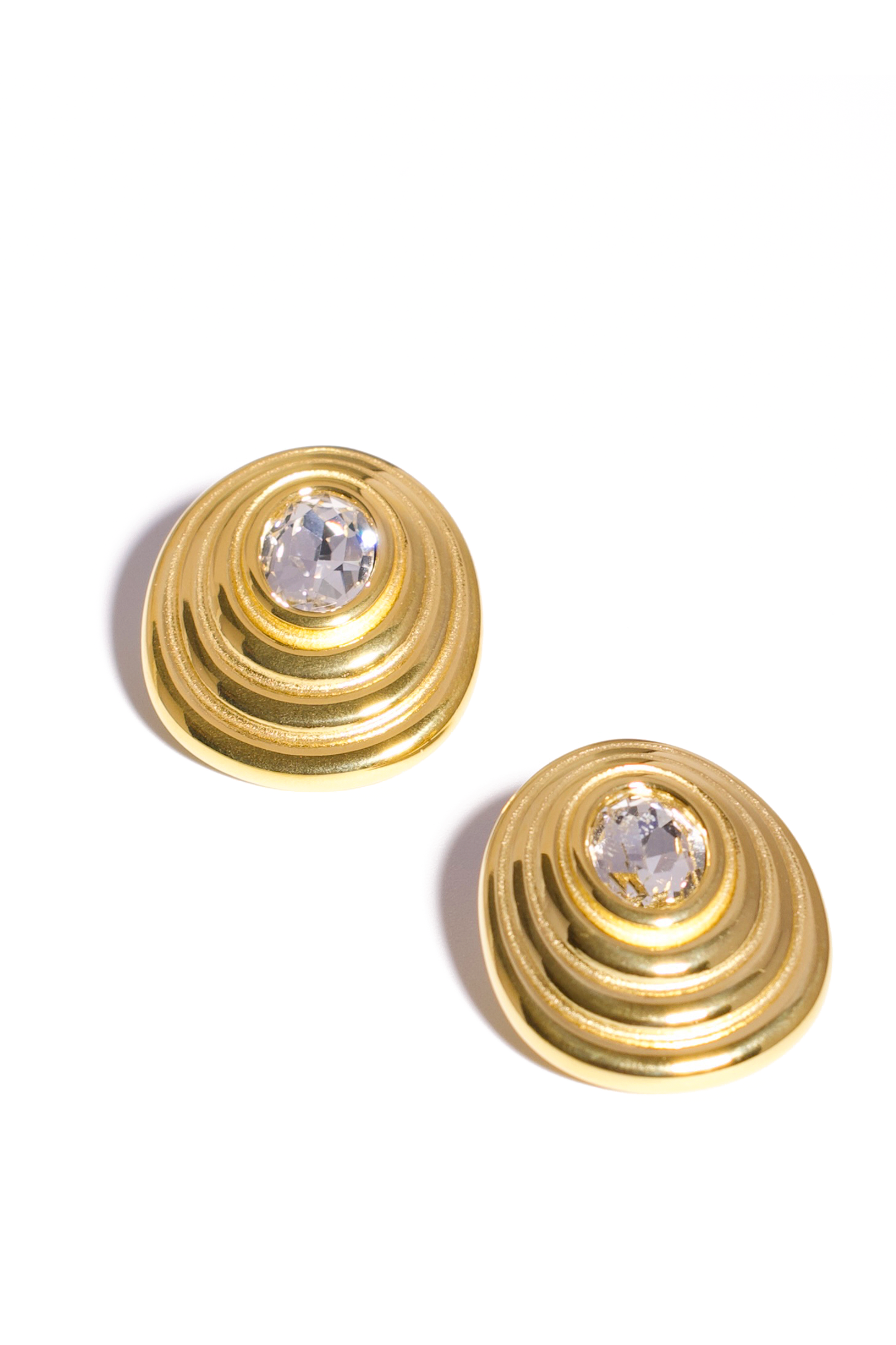 18K Gold Plated Layered Disc Earrings – Zirconia Accent Design