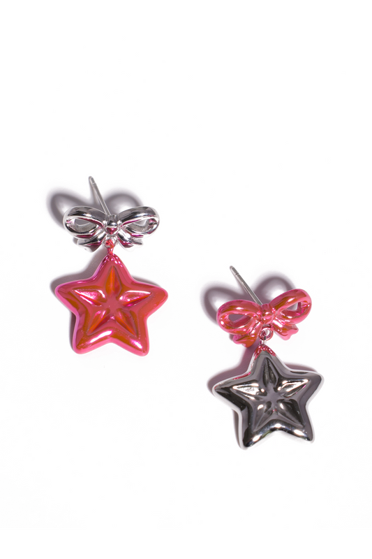 Golden Earrings, 18K Gold Plated Stainless Steel, Non-Tarnish "The Star Bow Tie" Shape