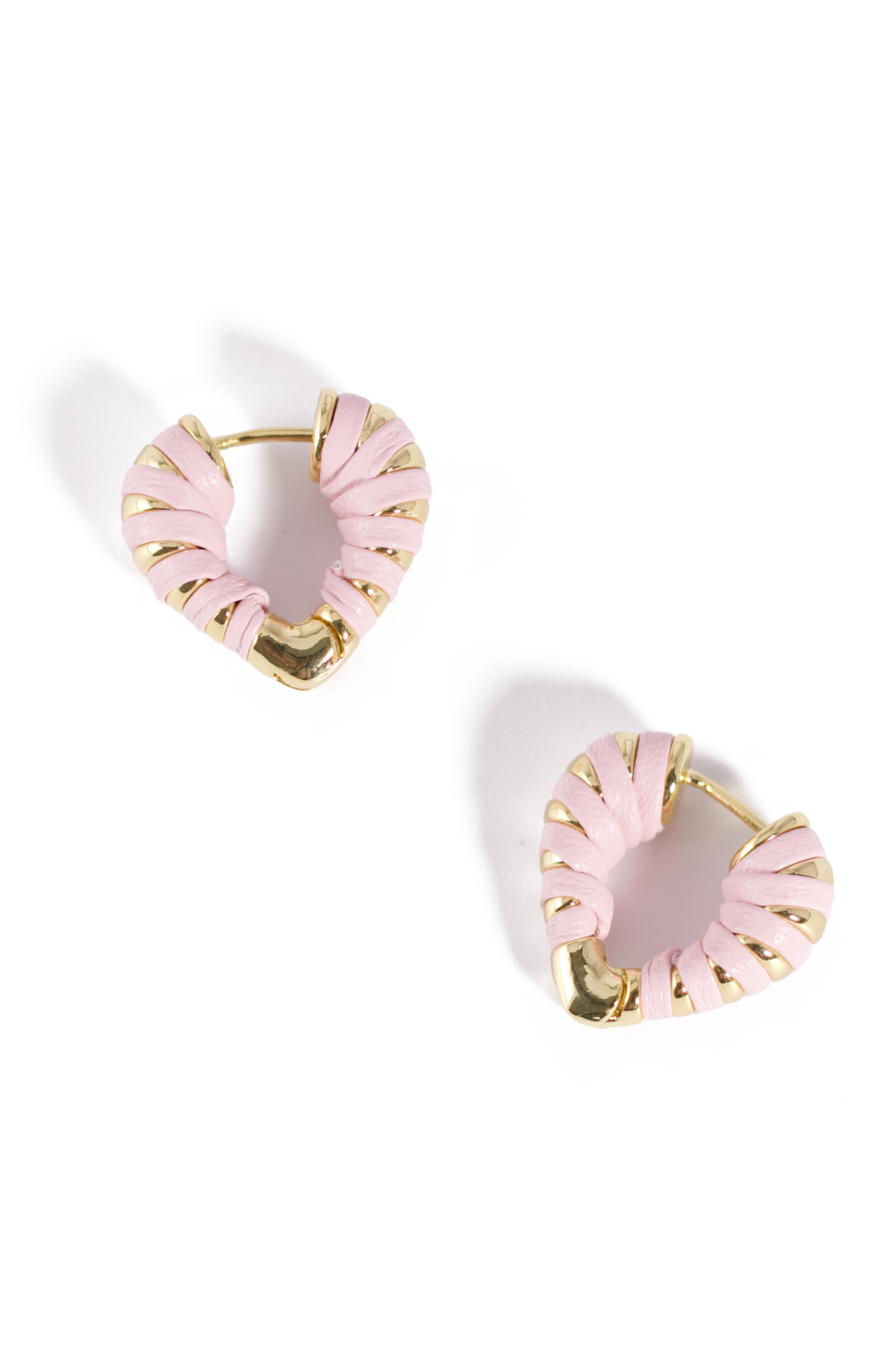 Trendy Pink Wrapped Hoop Earrings – Gold Stainless Steel Statement Huggies with Soft Rubber Detail