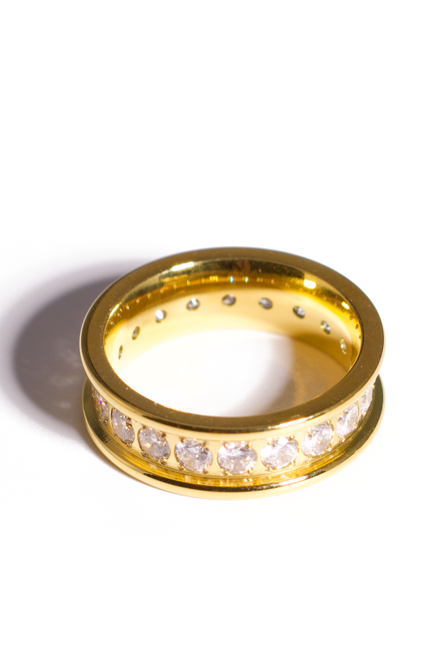 [Ring] Classic Eternity Band – Gold-Plated Stainless Steel Ring with Full Zircon Inlay, Timeless Sparkle for Daily Wear