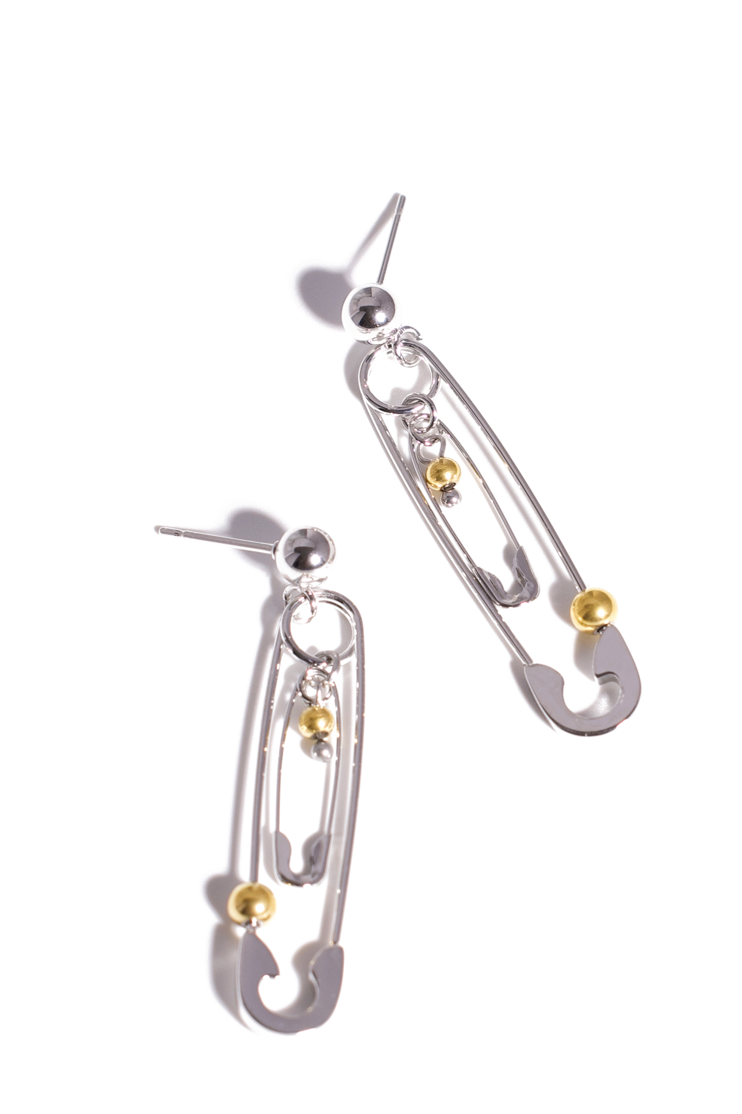 Chunky Dangle Earrings, 18K Gold Plated Stainless Steel, Non-Tarnish "The Pin" Shape