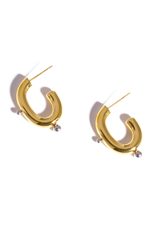 Golden Earrings, 18K Gold Plated Stainless Steel, Non-Tarnish The G-Hoop Shape