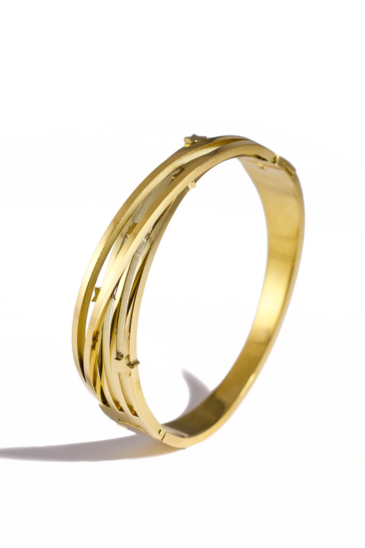 [Bracelet] 18K Gold Plated Layered Star Bangle Bracelet for Women, Stainless Steel