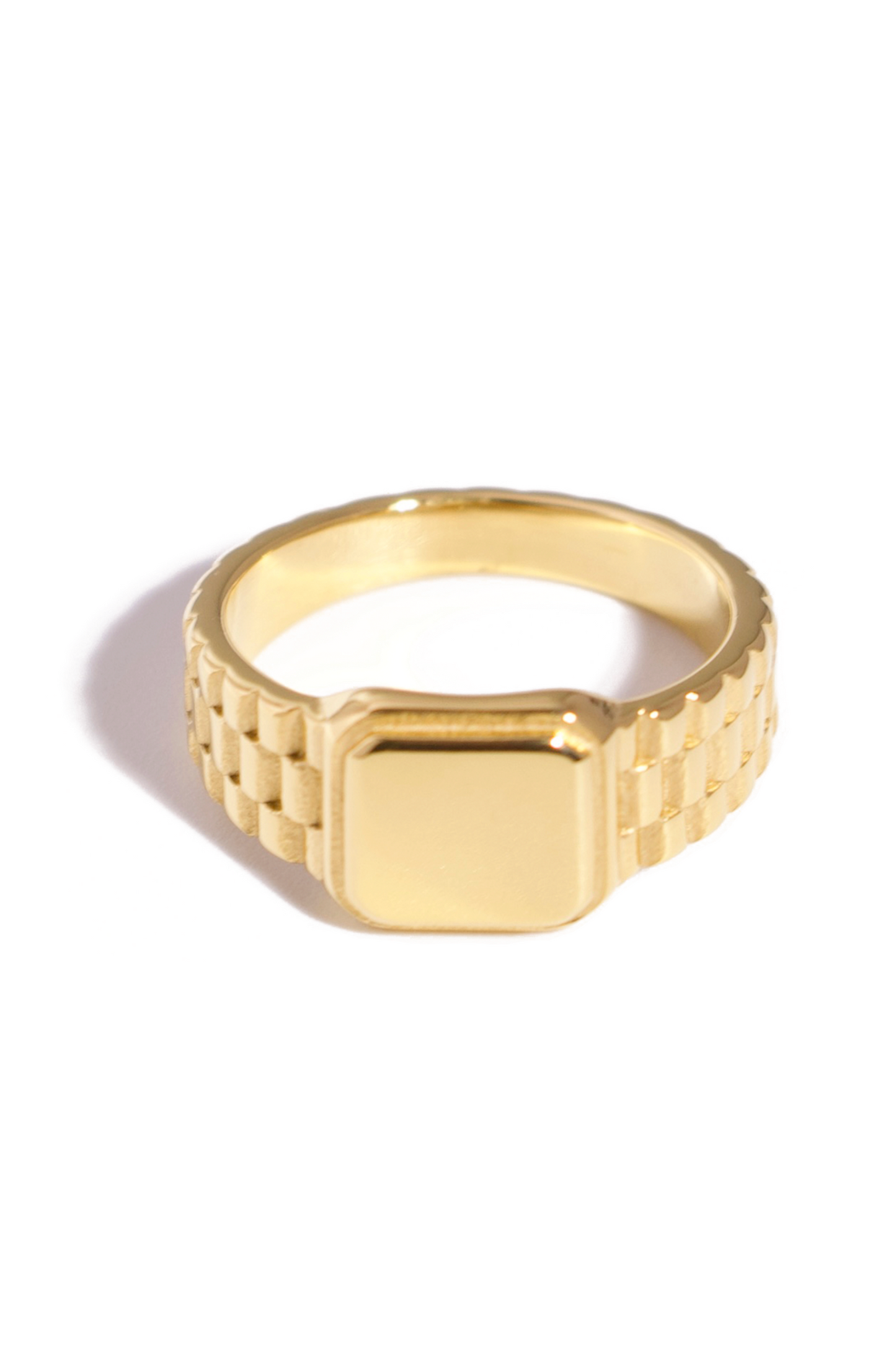 [Ring] Watch Band Inspired Signet Ring – 18K Gold Plated, Stainless Steel