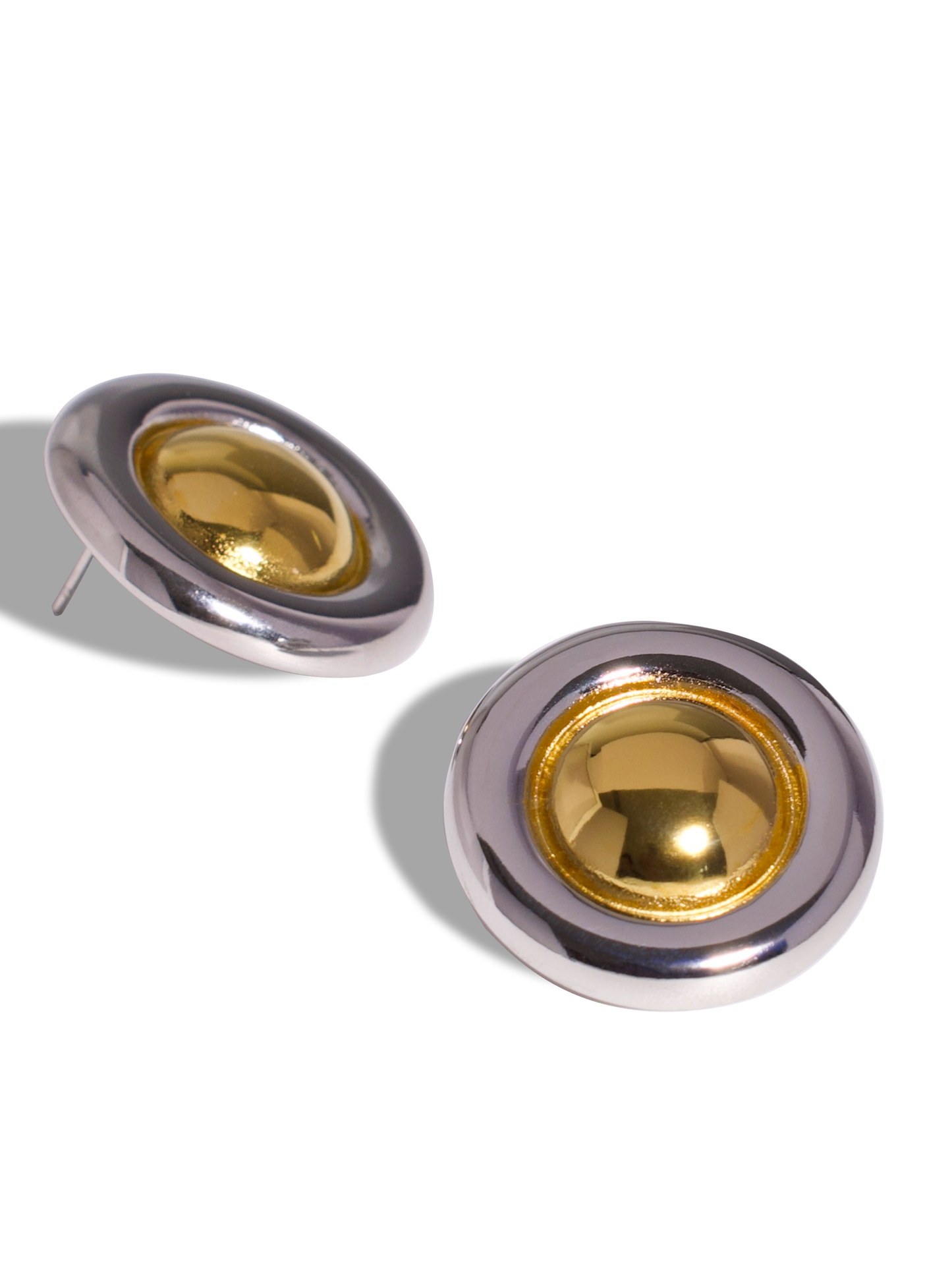 Round Disc Stud Earrings, 18K Gold Plated Stainless Steel, Non-Tarnish