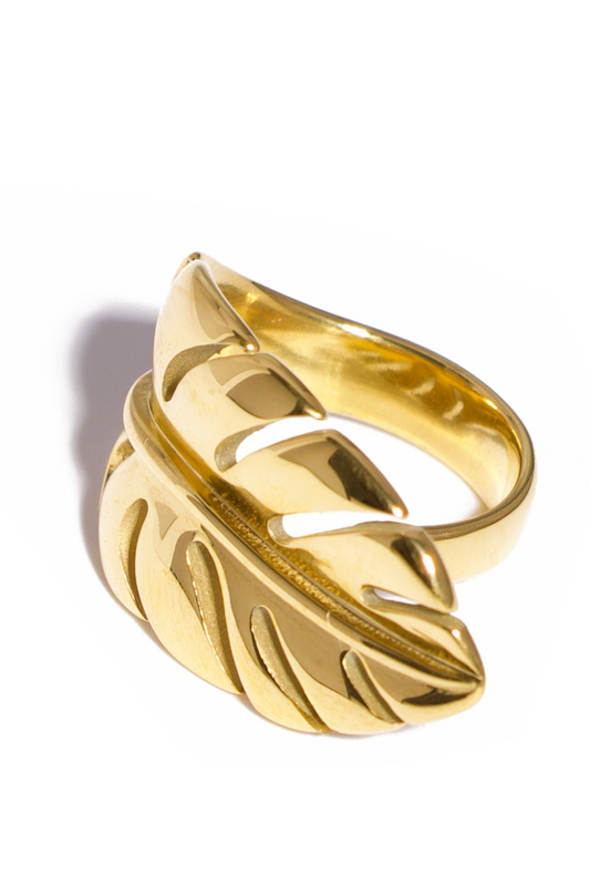 [Ring] Golden Leaf Wrap Ring – 18K Gold Plated Stainless Steel