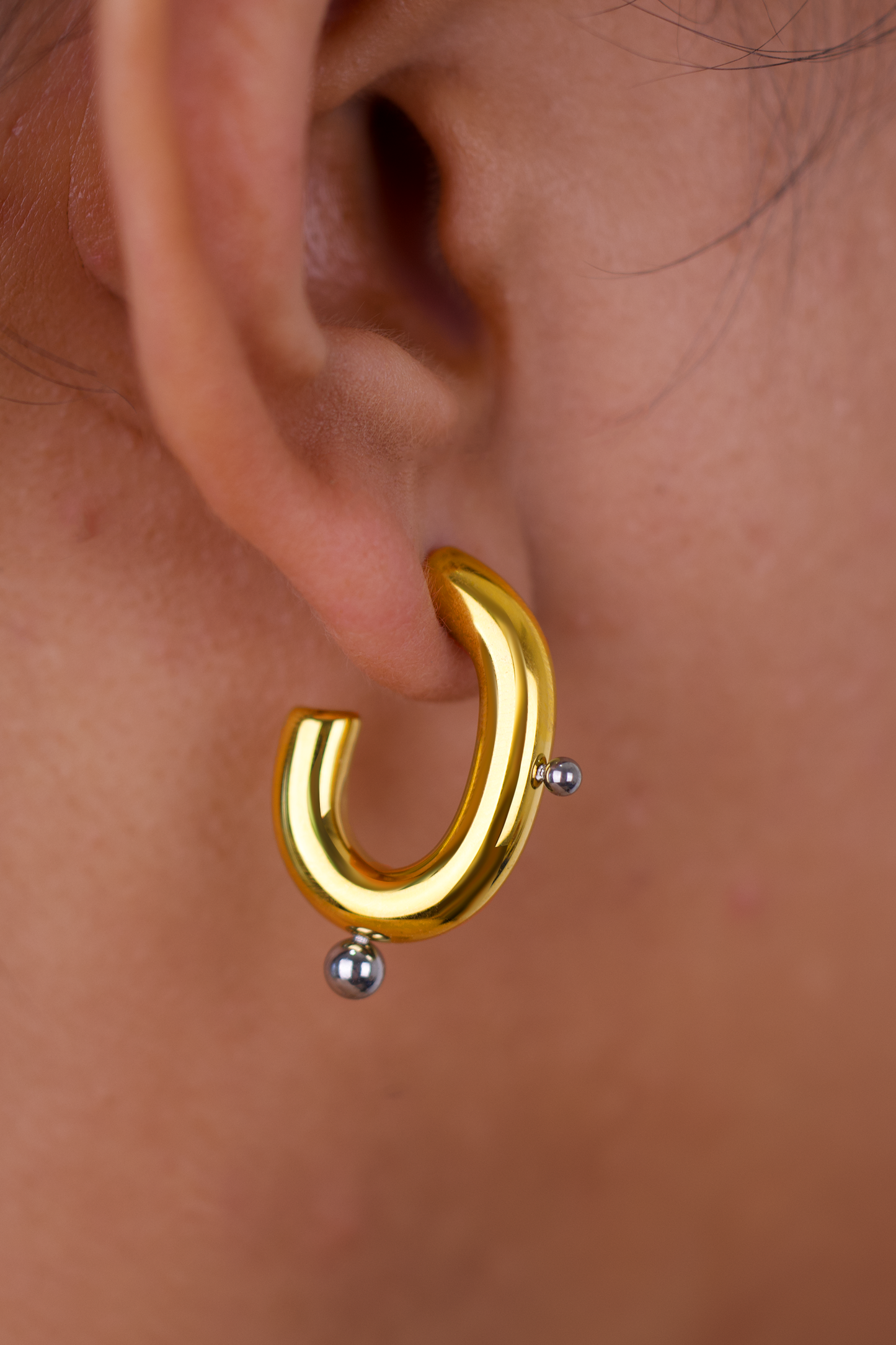 Golden Earrings, 18K Gold Plated Stainless Steel, Non-Tarnish The G-Hoop Shape