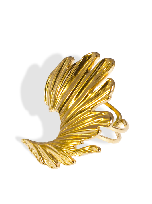 [Ring] Golden Ring, 18K Gold Plated Stainless Steel, Non-Tarnish Chunky Band Ring