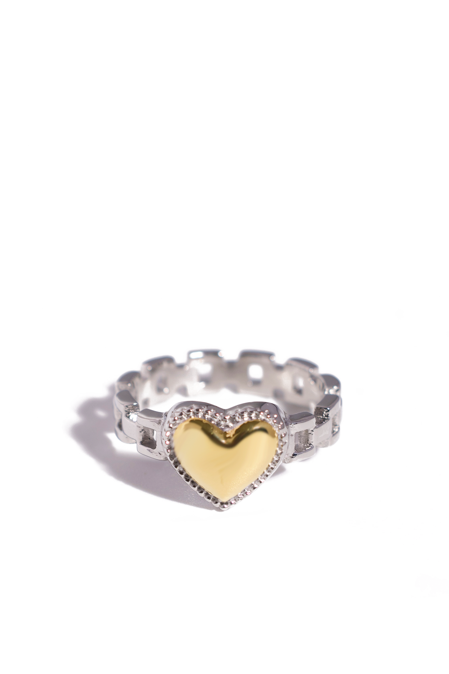 Heart Link Band Ring – 18K Gold & Silver Plated Options, Stainless Steel