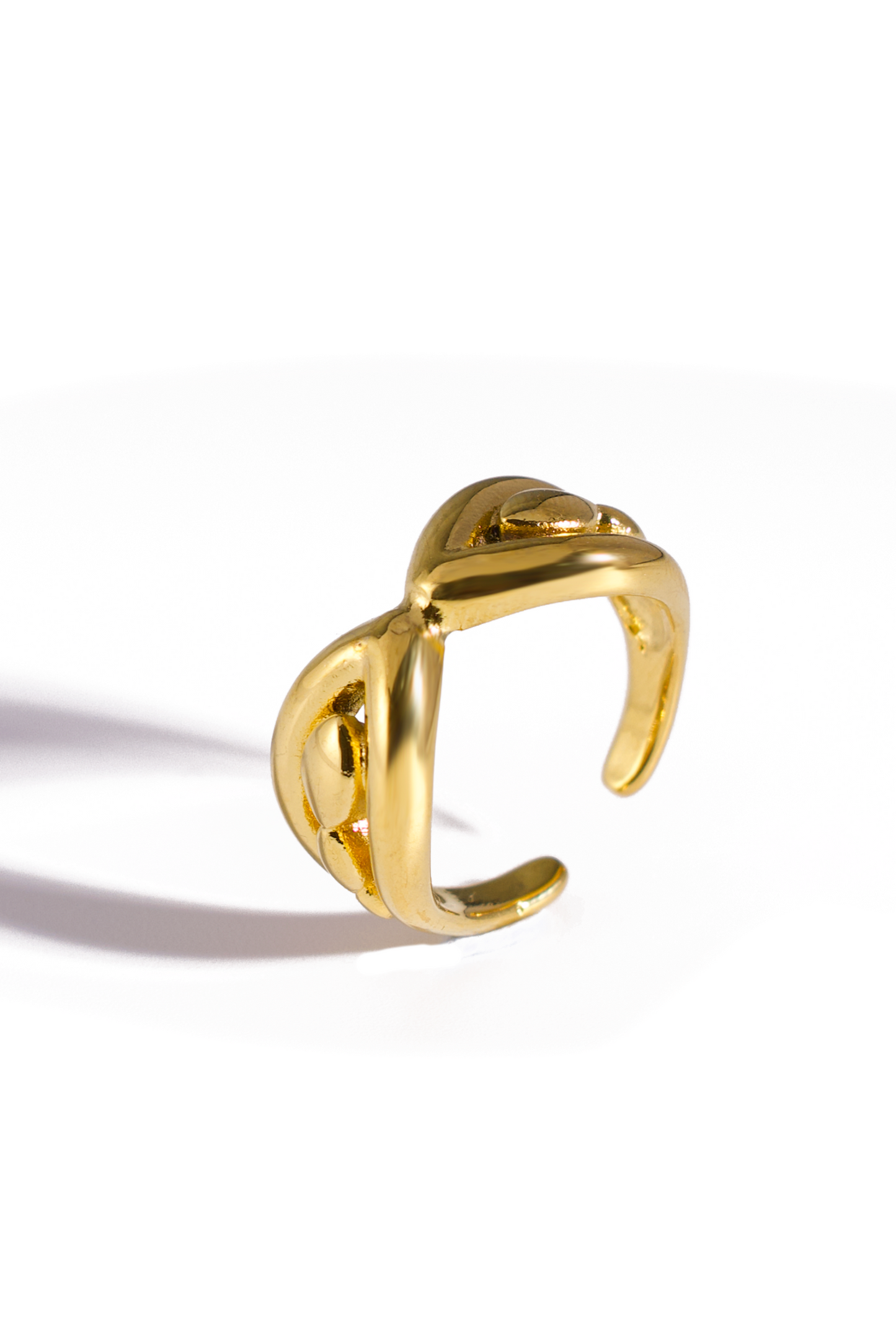 [Ring] 18K Gold Plated Stainless Steel Knot Ring – Minimalist Open Band Statement Jewelry for Women