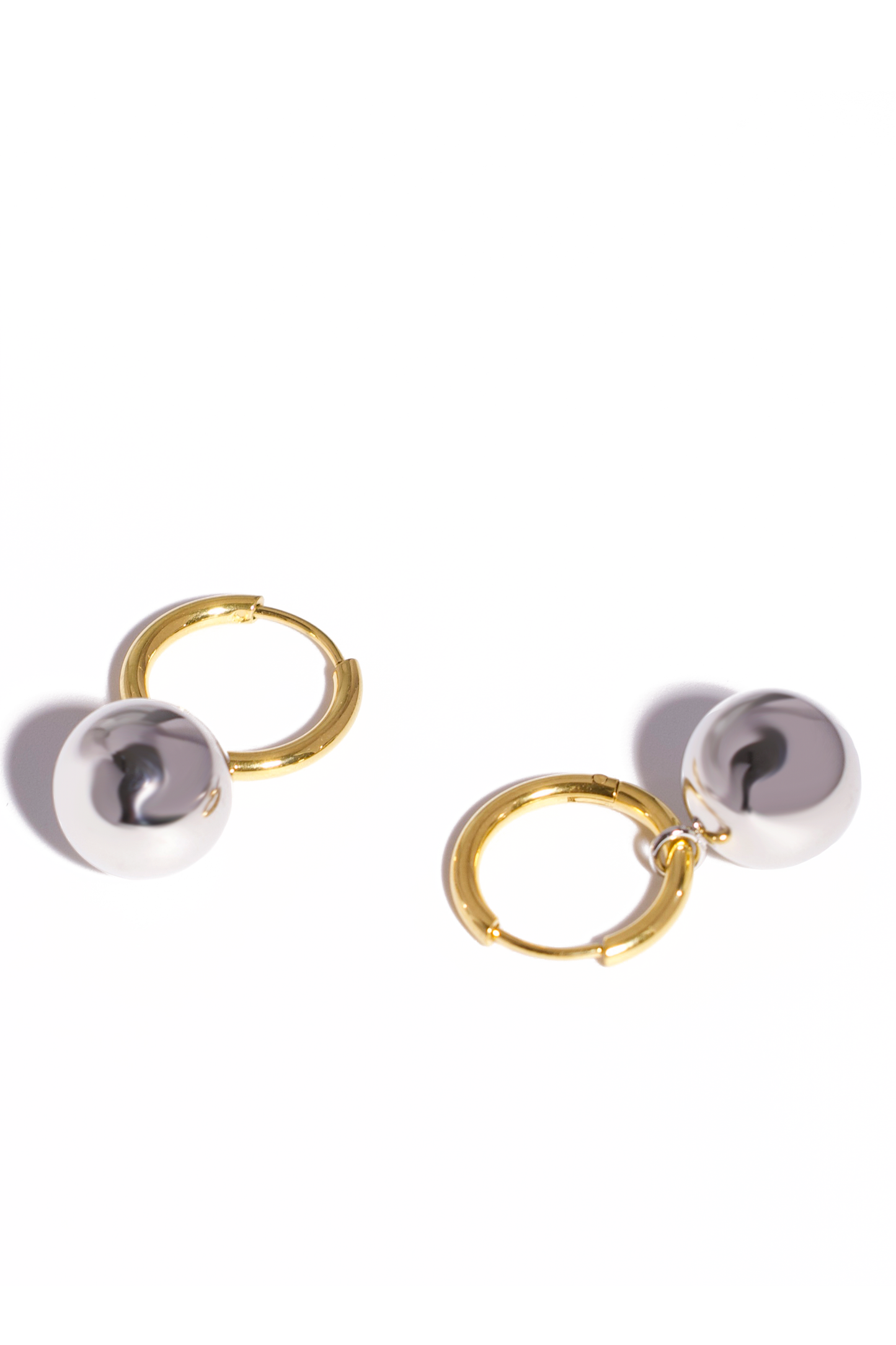 18K Gold Plated Hoop Earrings with Solid Stainless Steel Ball