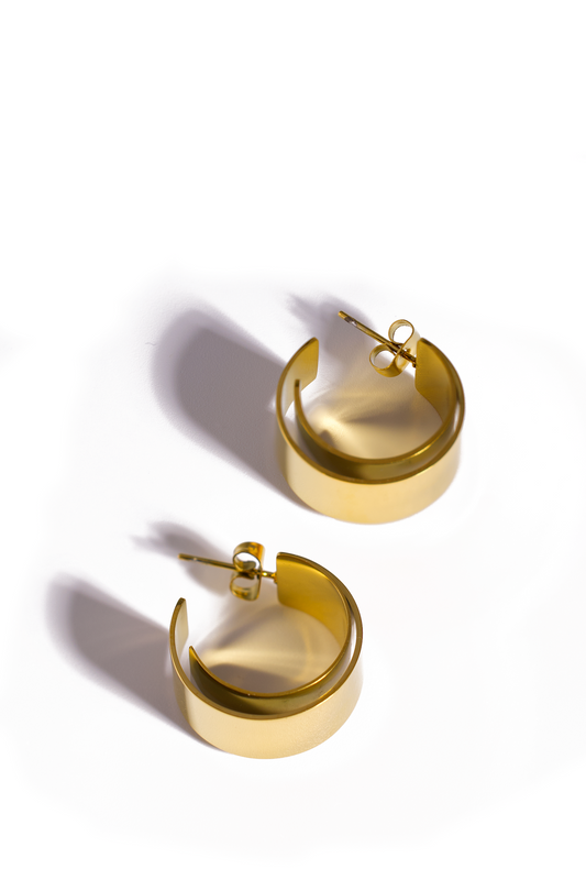 Minimalist 18K Gold Plated Stainless Steel Open Hoop Earrings for Women