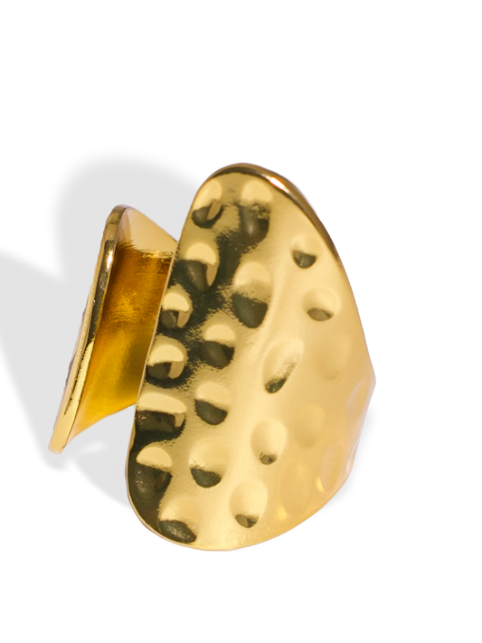 Golden Ring, 18K Gold Plated Stainless Steel, Non-Tarnish Chunky Open Band Ring
