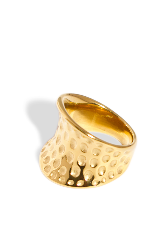 [Ring] Golden Ring, 18K Gold Plated Stainless Steel, Non-Tarnish Chunky Band Ring