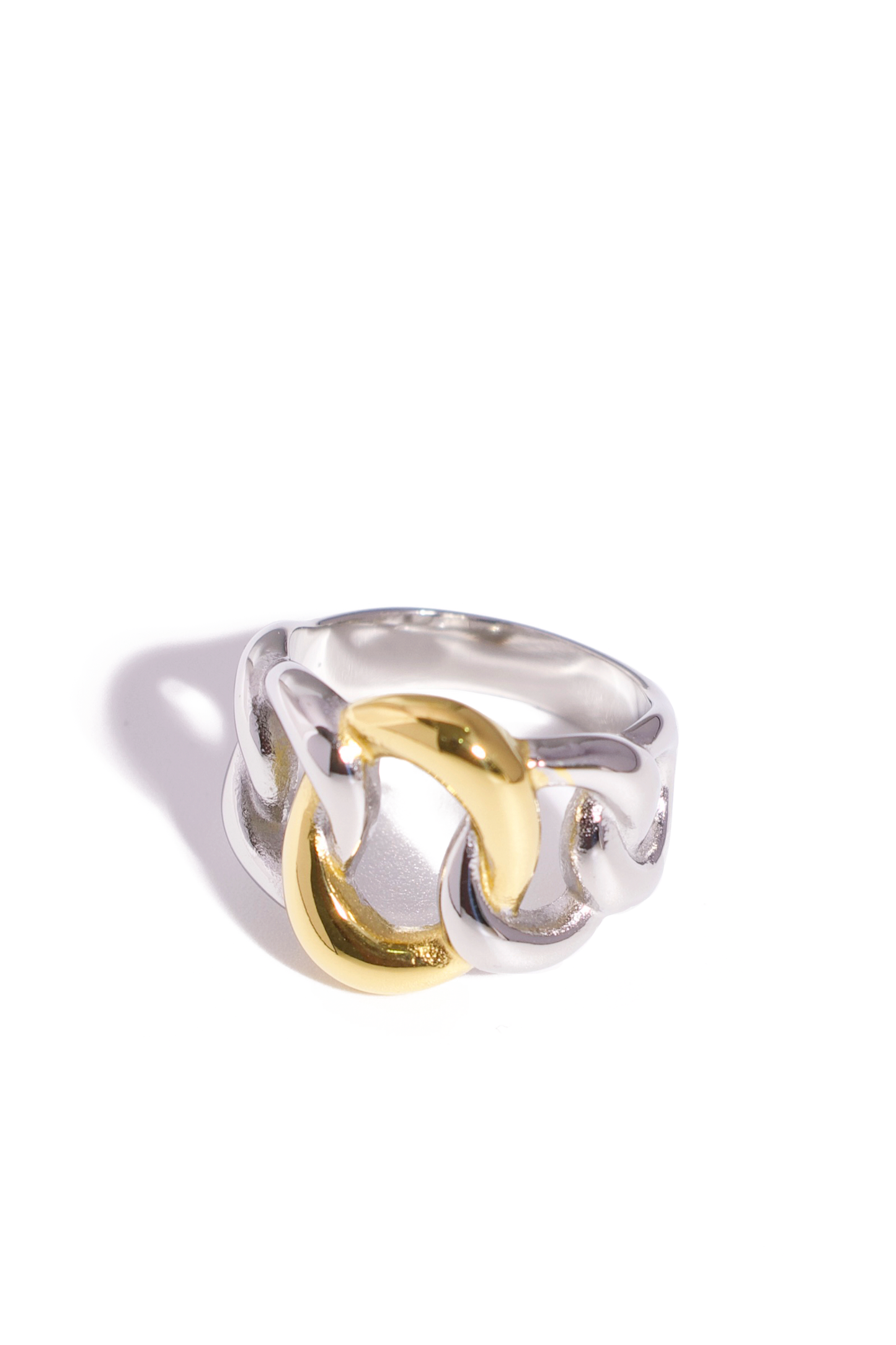 [Ring] Dual-Tone Chain Link Ring – Bold & Modern Statement Piece, Stainless Steel