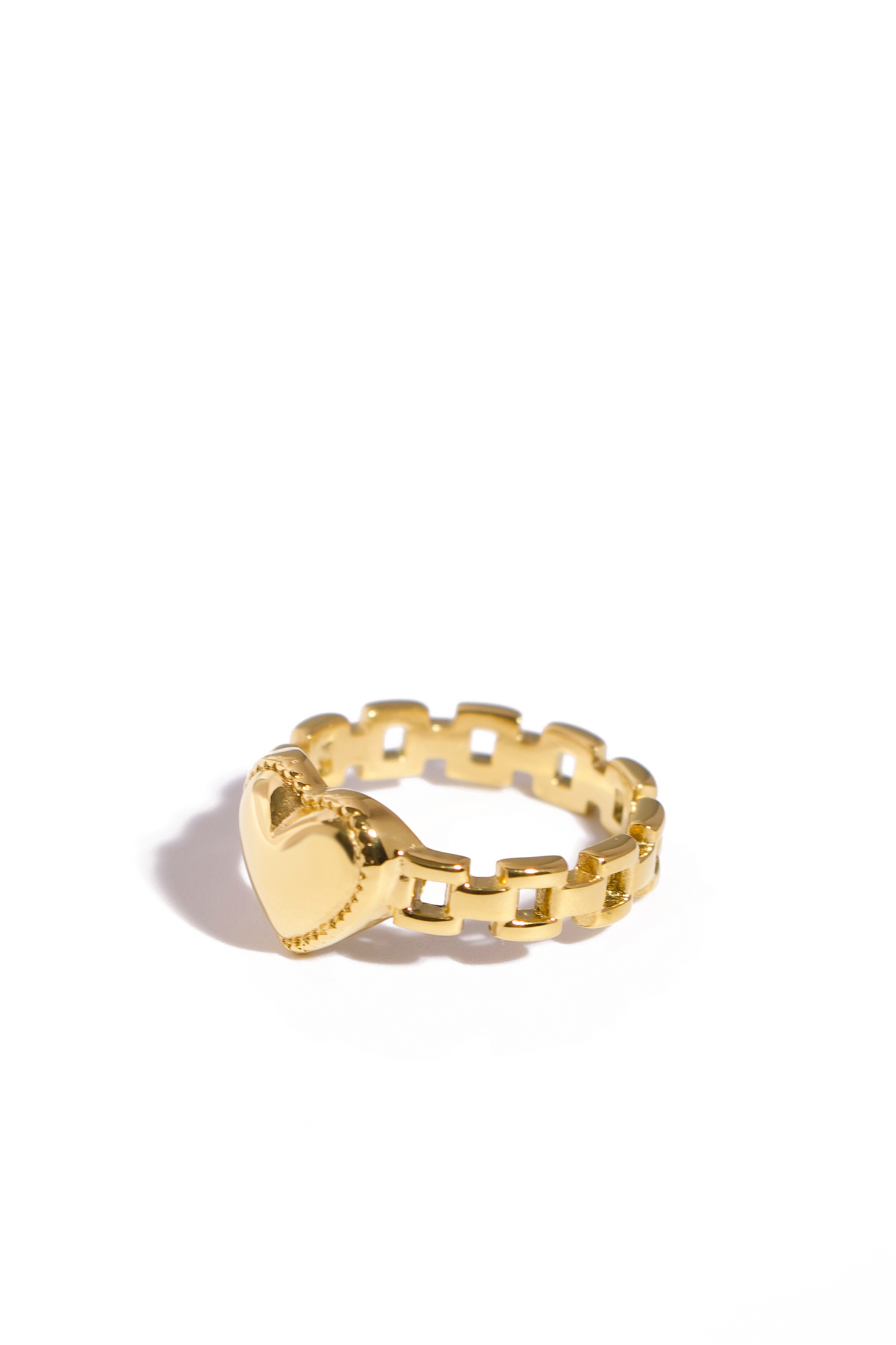 Heart Link Band Ring – 18K Gold & Silver Plated Options, Stainless Steel