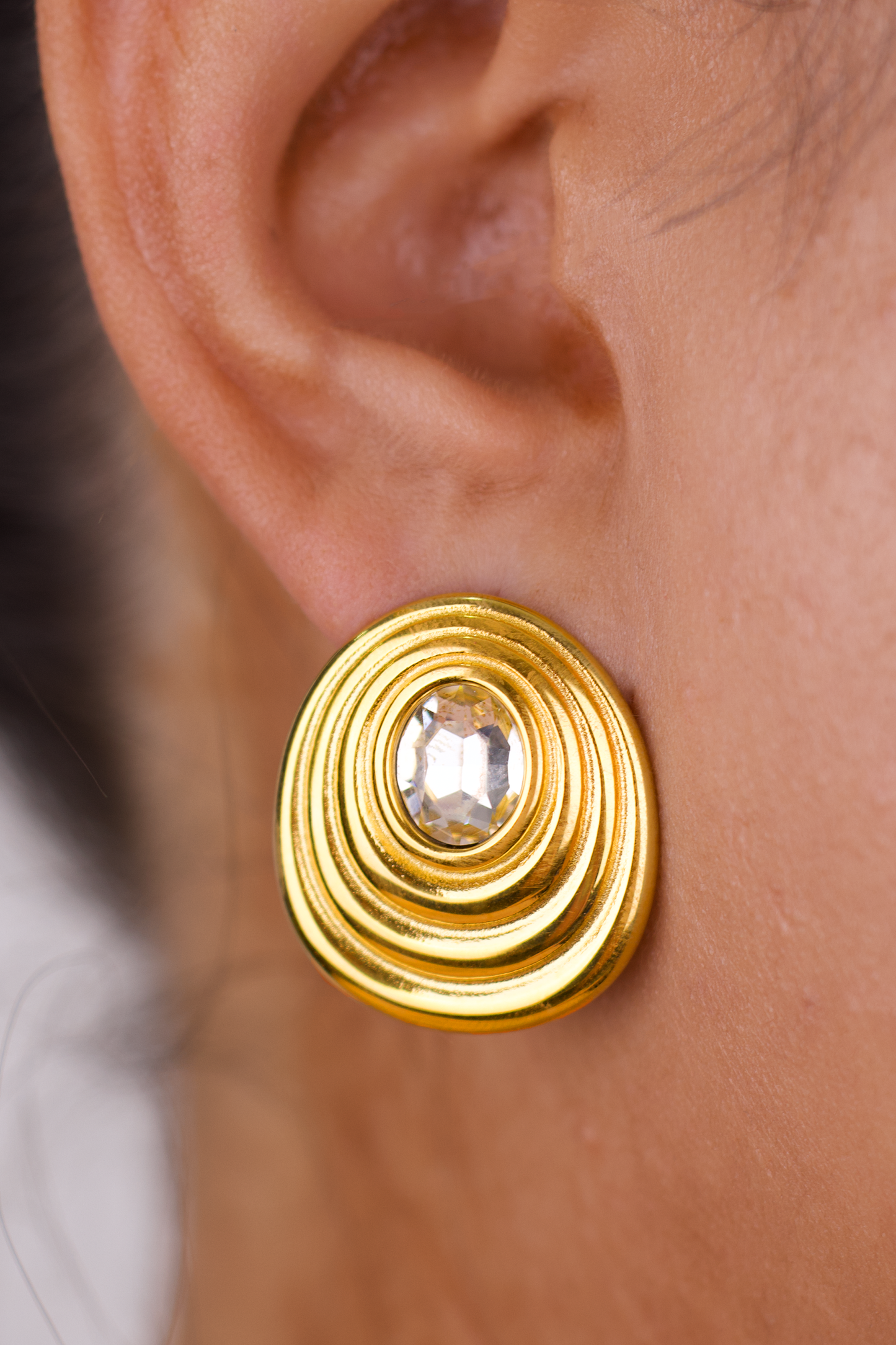 18K Gold Plated Layered Disc Earrings – Zirconia Accent Design