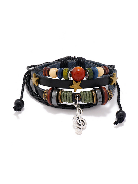 "The Circus" Funny Color Bracelet, Multi Layer Wristband PU Leather, Unisex