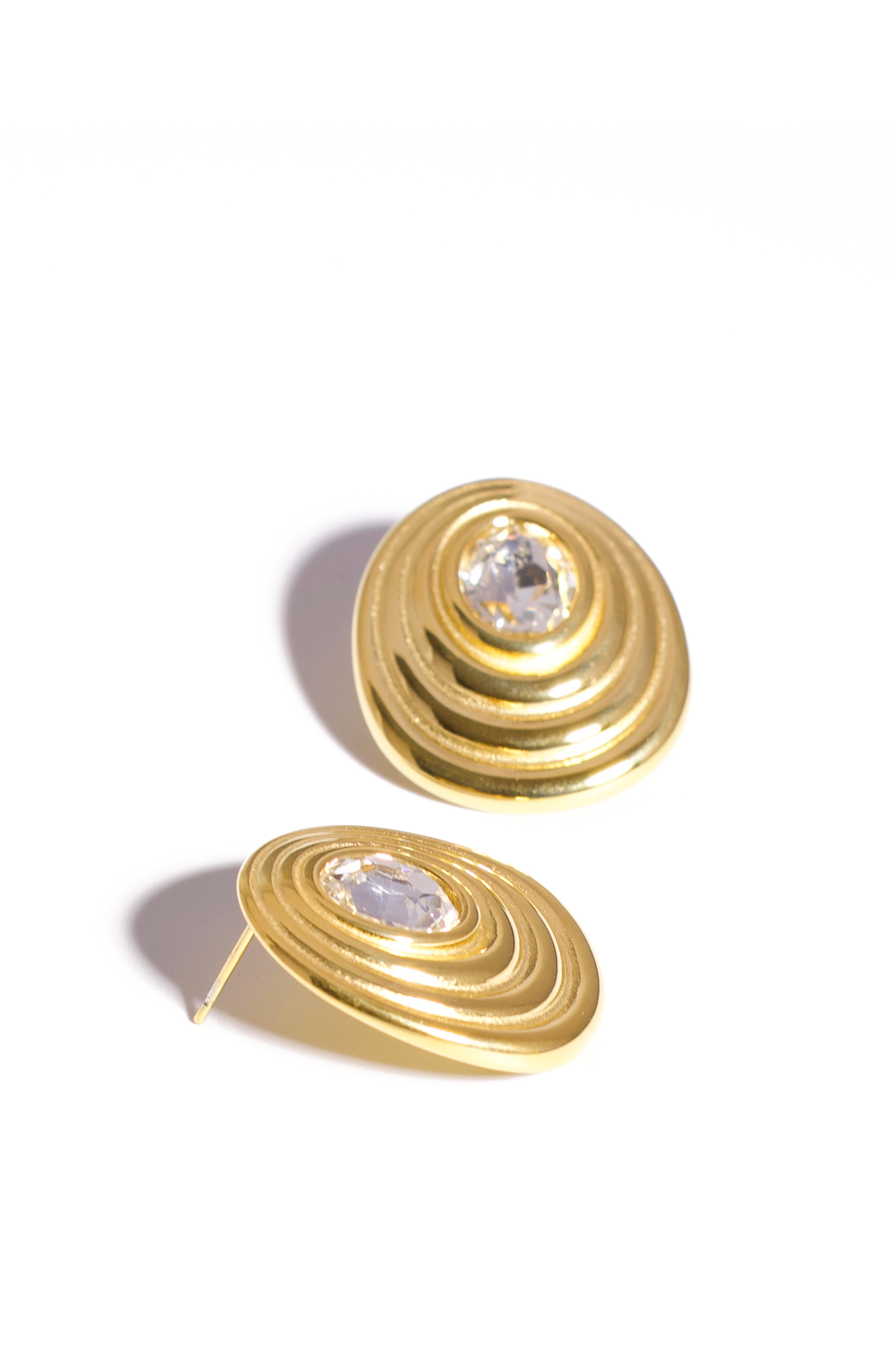 18K Gold Plated Layered Disc Earrings – Zirconia Accent Design