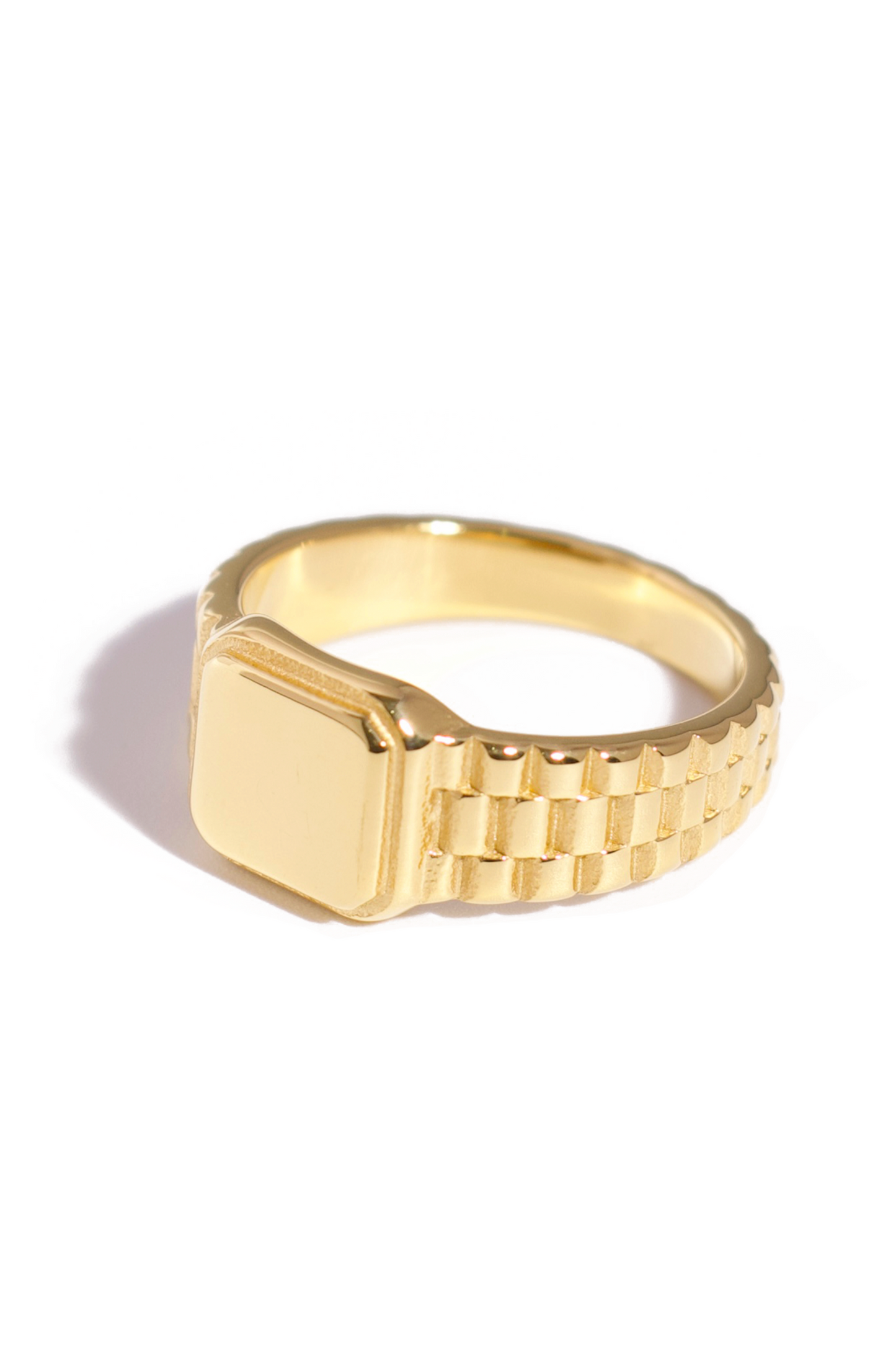 [Ring] Watch Band Inspired Signet Ring – 18K Gold Plated, Stainless Steel
