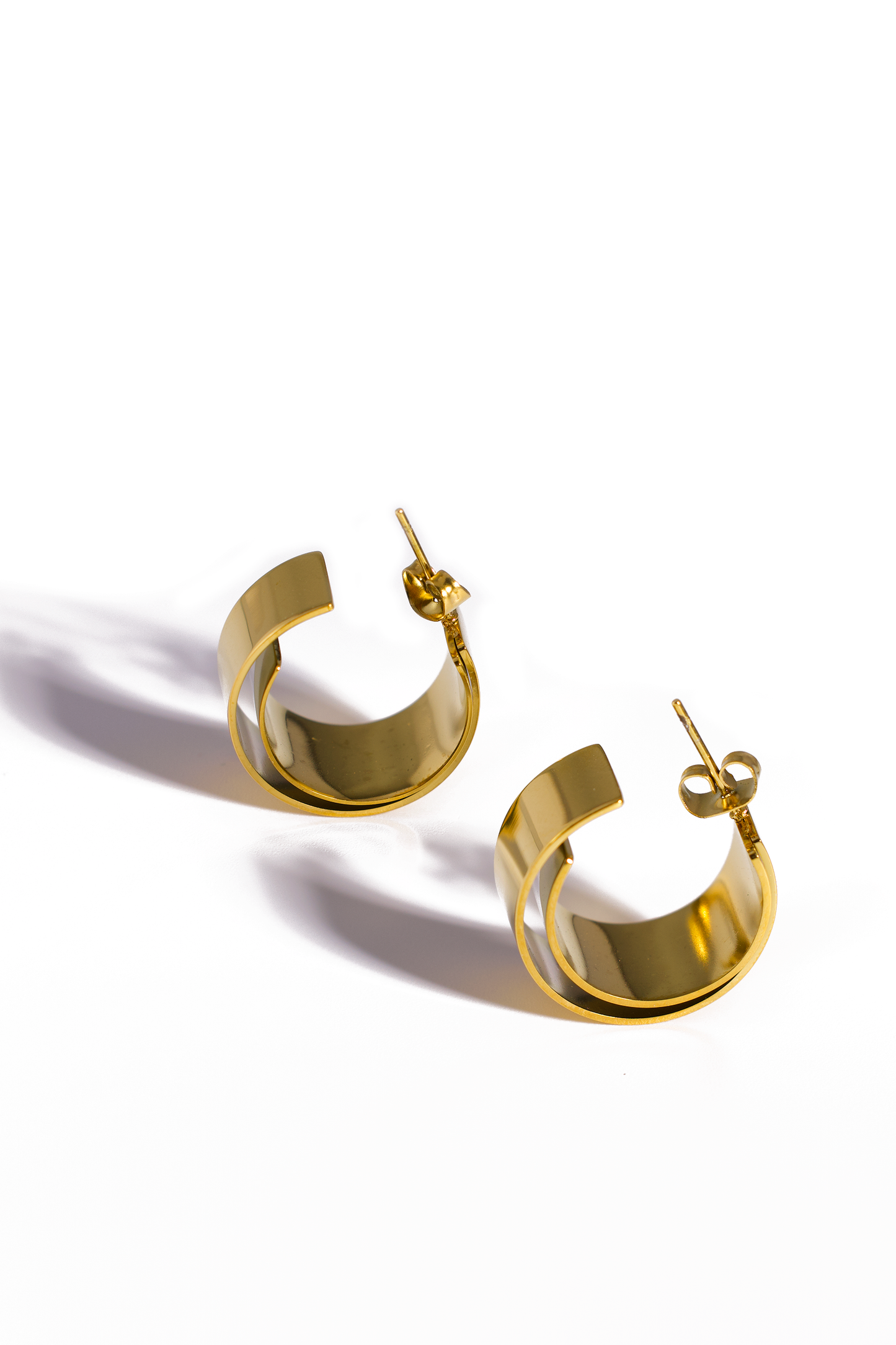 Minimalist 18K Gold Plated Stainless Steel Open Hoop Earrings for Women