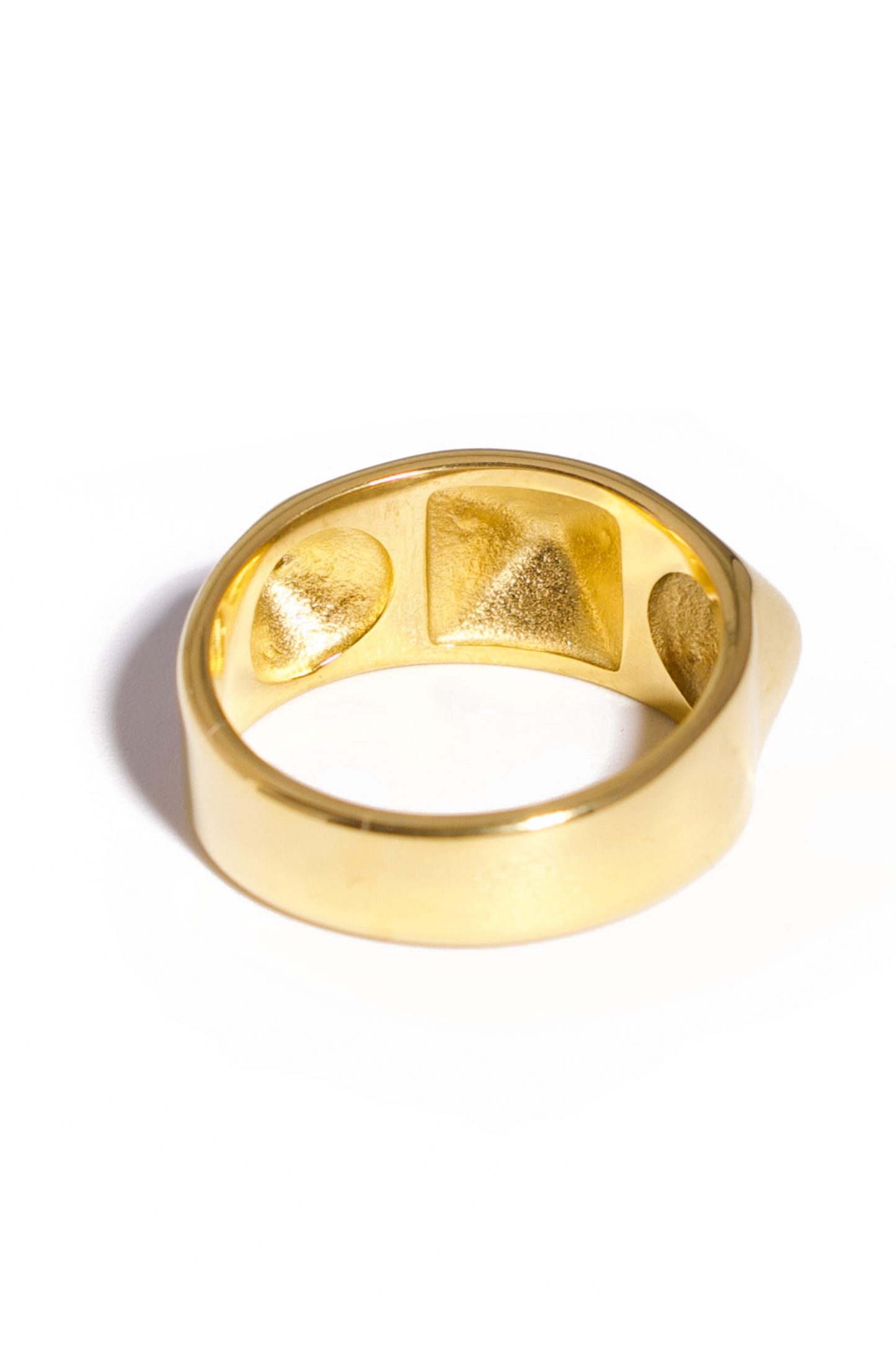 [Ring] 18K Gold-Plated Stainless Steel Pyramid Dome Ring – Minimalist Geometric Statement Jewelry