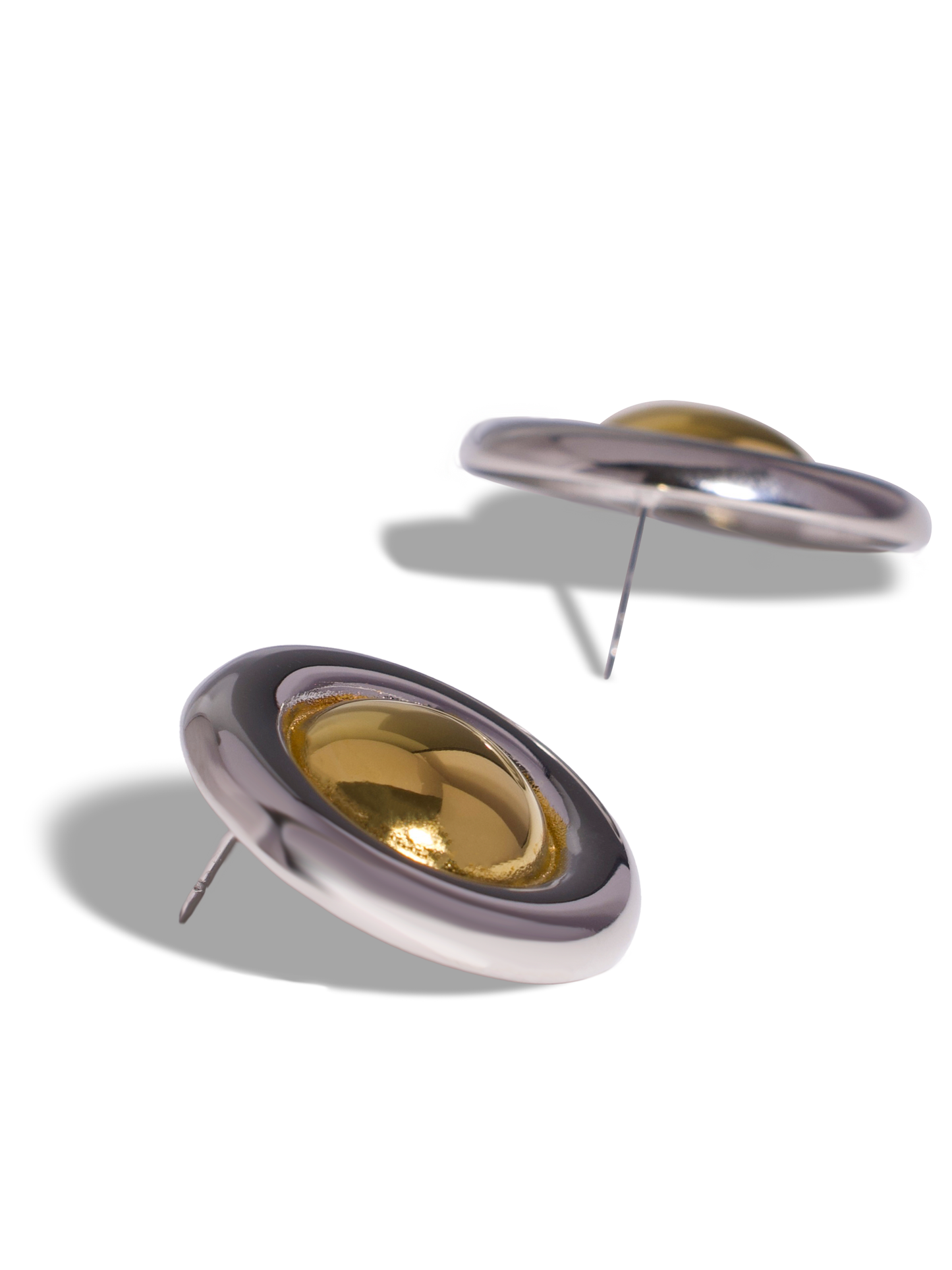 Round Disc Stud Earrings, 18K Gold Plated Stainless Steel, Non-Tarnish