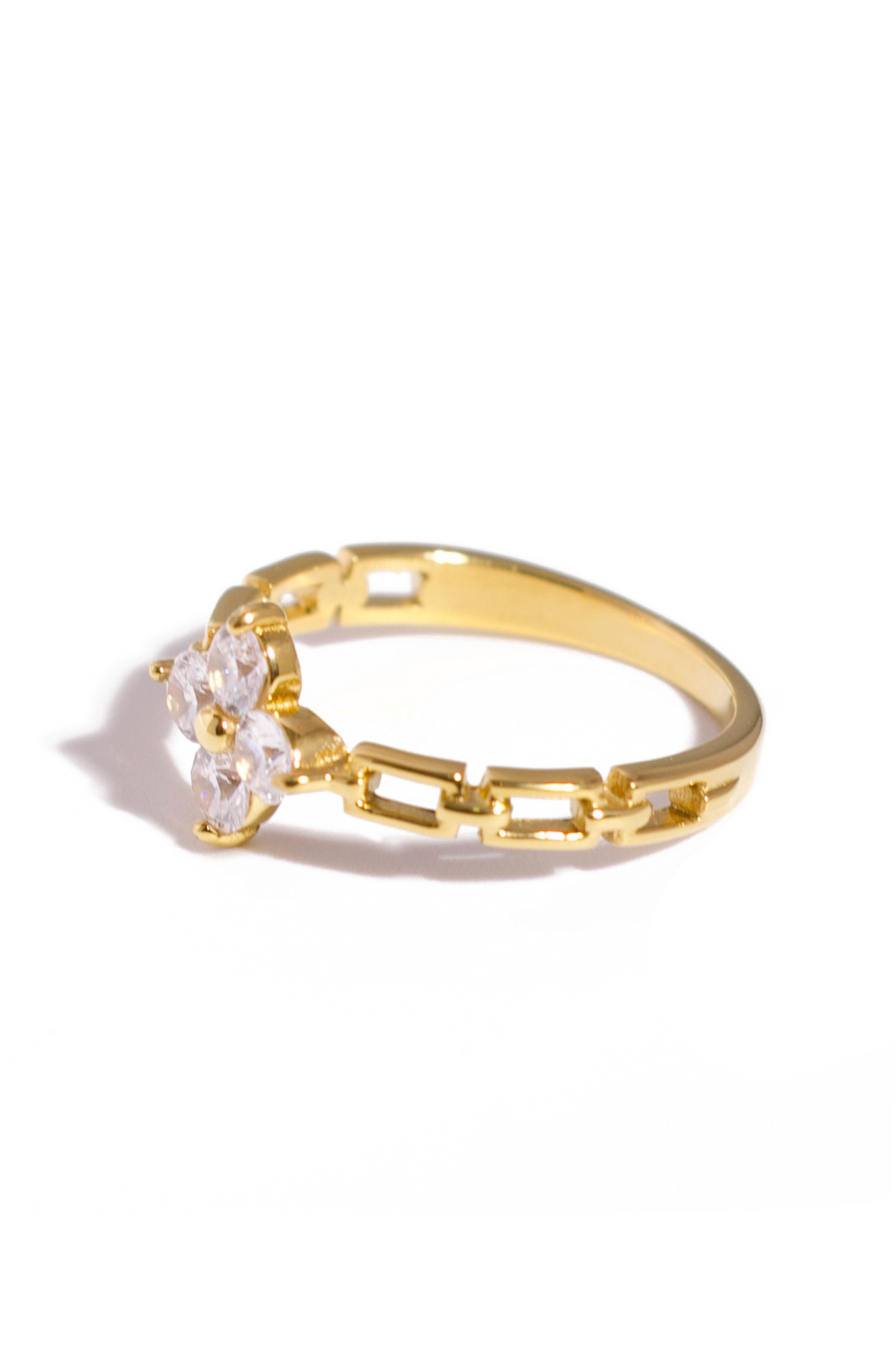 [Ring] Blossom Glow Ring – 18K Gold Plated Stainless Steel, Premium Zirconia Inlay