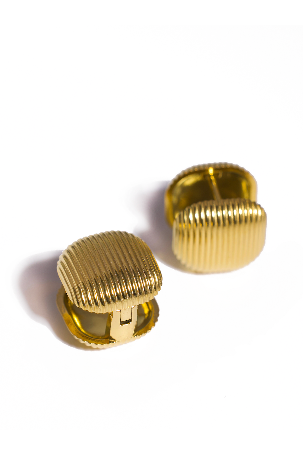 Golden Earrings, 18K Gold Plated Stainless Steel, Non-Tarnish "The Hamburger" Shape