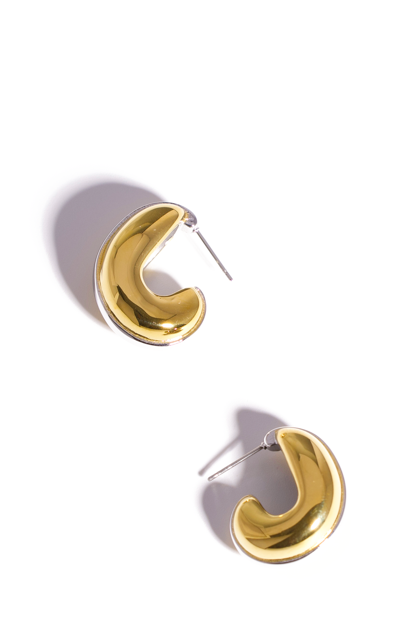 18K Gold Plated Chunky C-Shape Hoop Earrings – Modern Design