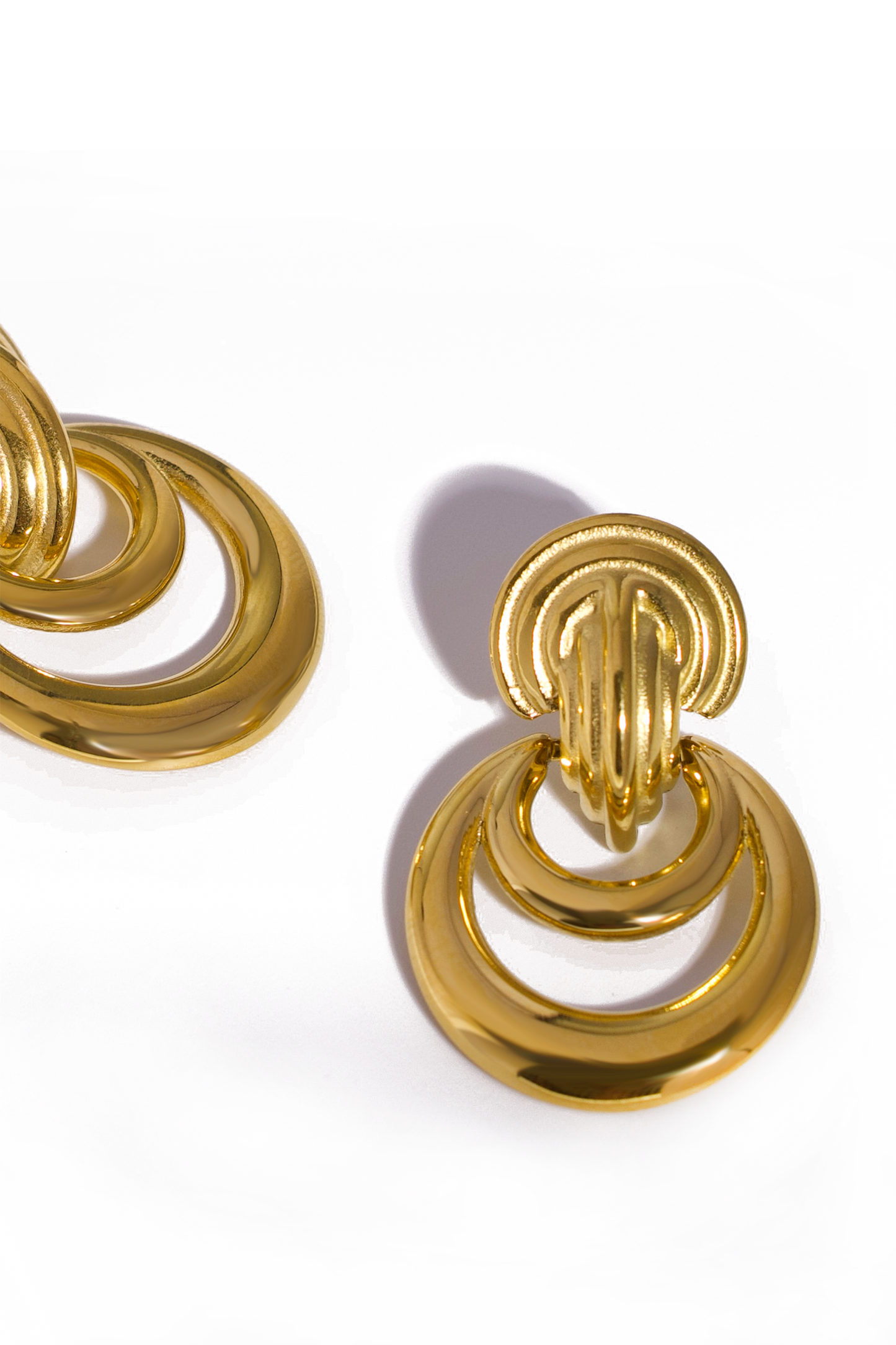 18K Gold Plated Multi-Hoop Drop Earrings – Statement Design Stainless Steel