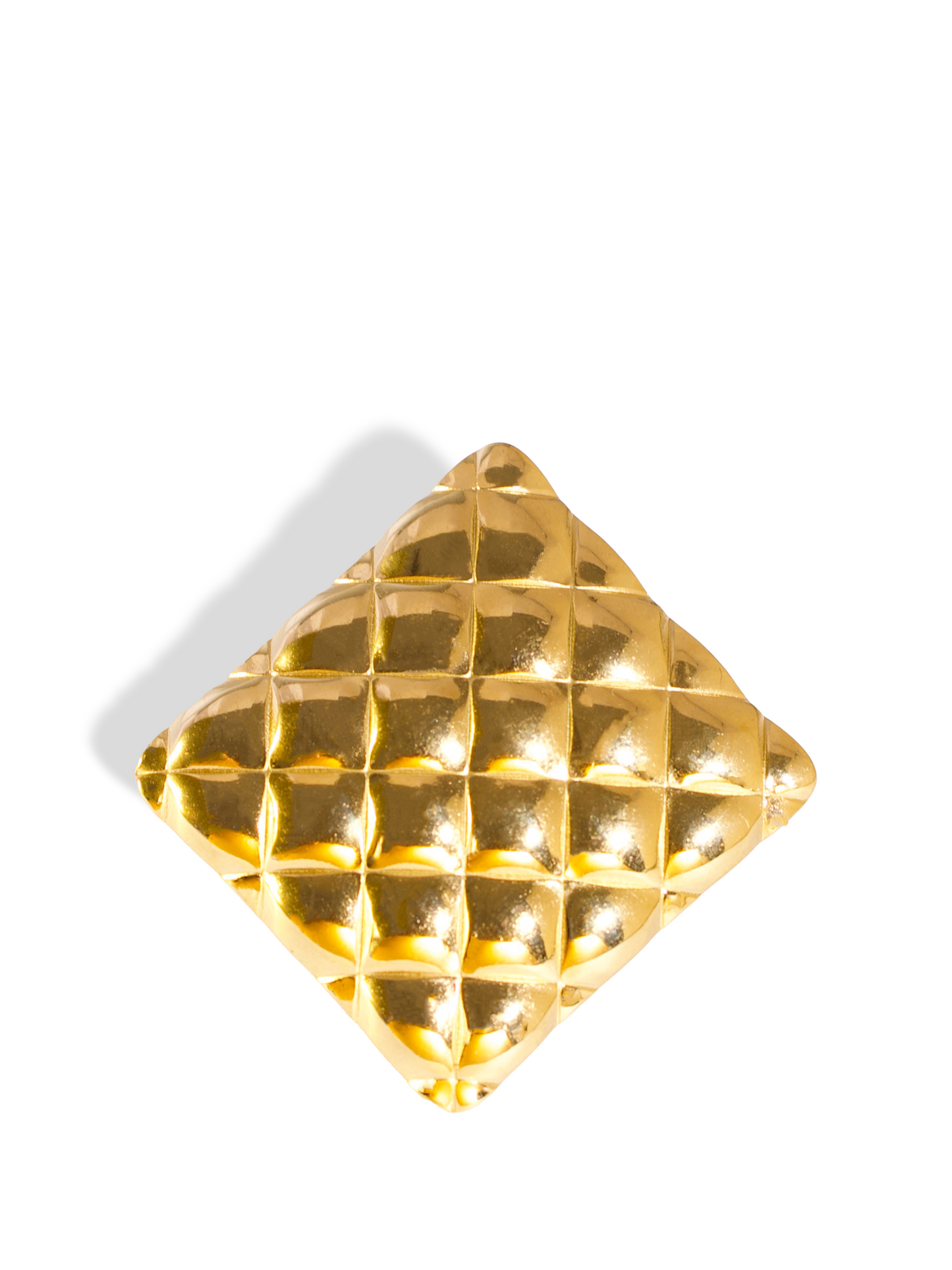 18K Gold Plated Quilted Statement Ring – Wide Band Adjustable Design