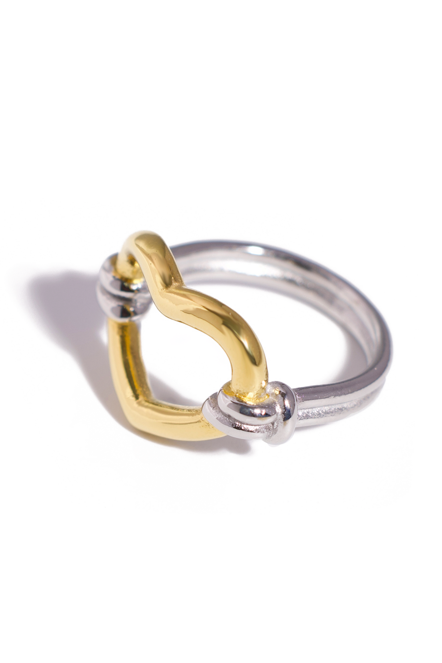 [Ring] Two-Tone Open Heart Ring – Modern Love Statement, Stainless Steel
