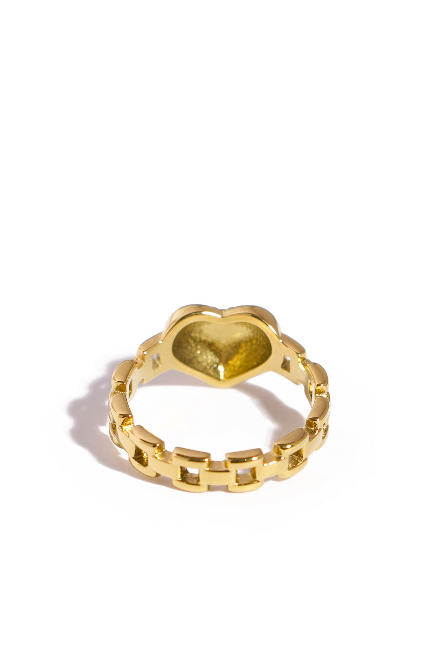 Heart Link Band Ring – 18K Gold & Silver Plated Options, Stainless Steel