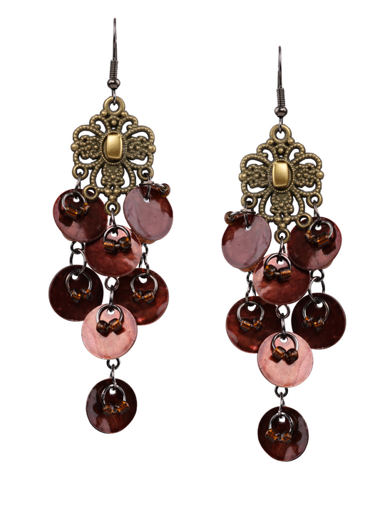 Bohemian Style Dangle Earrings, Brown Color, Women Jewelry