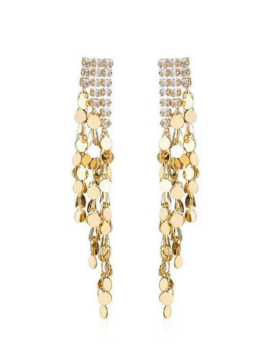 Golden Dangle Tassel Earrings for Women