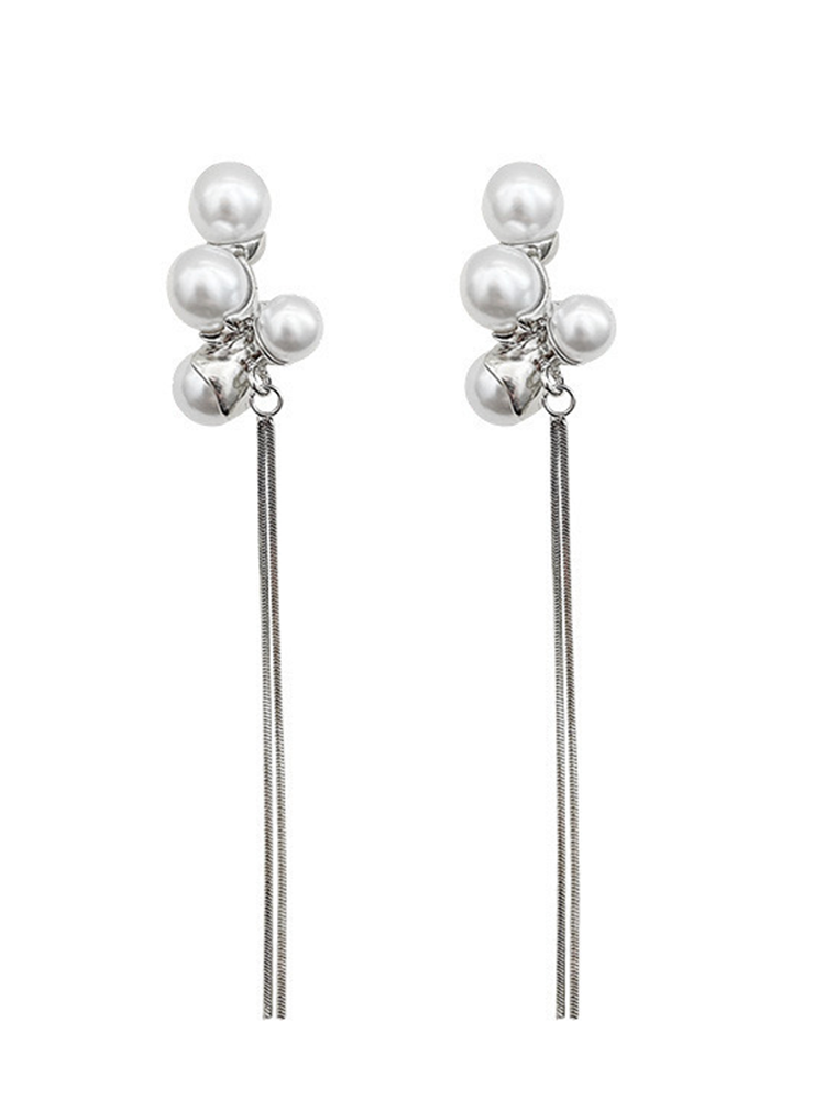 The Pearl Balloon Shape Dangle Earrings, Pure Simple White Jewelry for Women