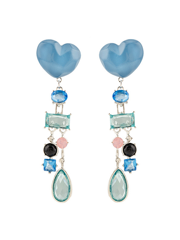 "The Ocean Candy" Cute Dangle Earrings for Girls, Resin Glass Alloy, Light Blue Jewelry