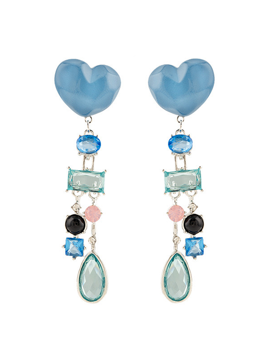 "The Ocean Candy" Cute Dangle Earrings for Girls, Resin Glass Alloy, Light Blue Jewelry